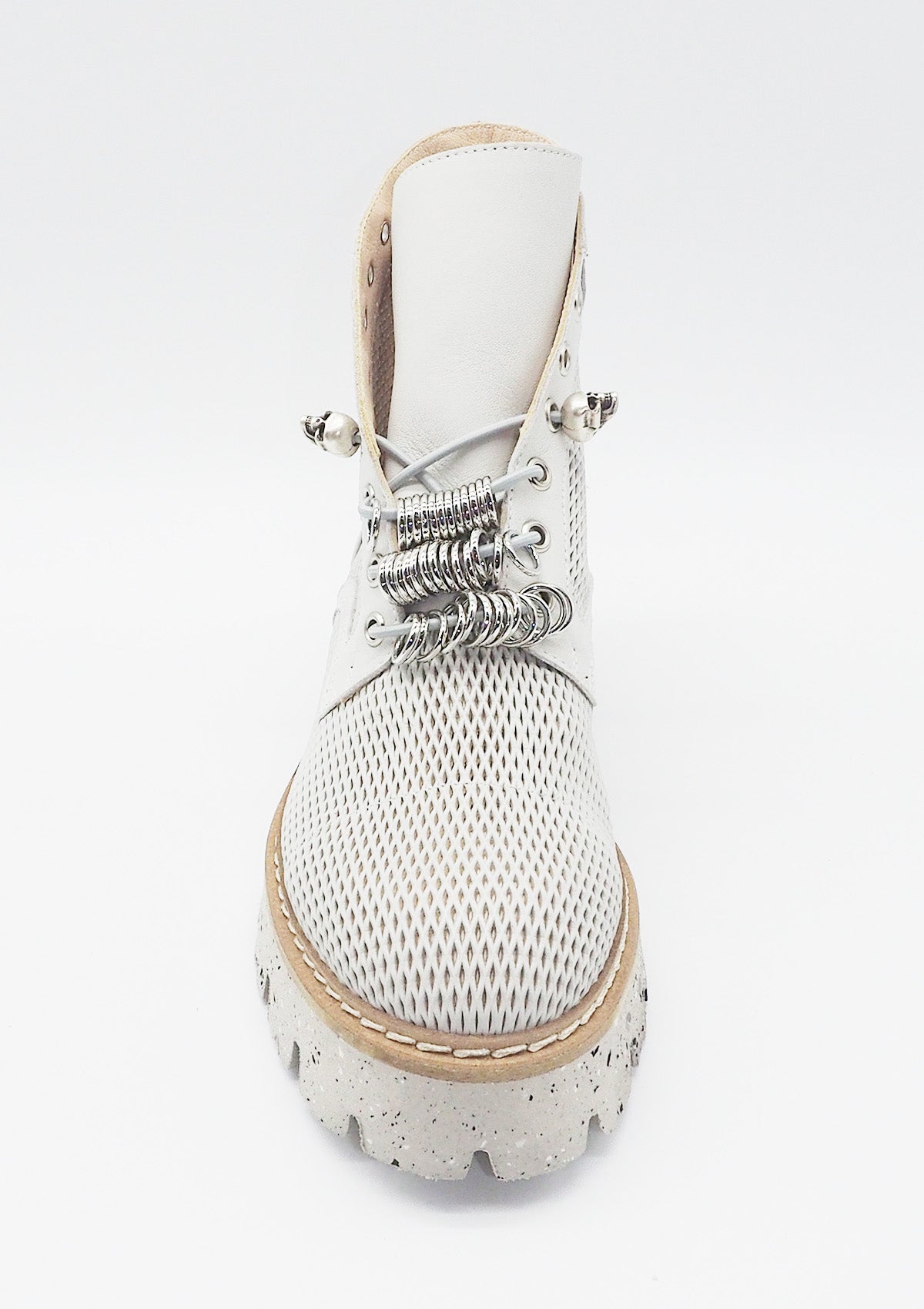 Damen Stiefelette aus gestanztem Leder in Weiß Damen Stiefeletten Fruit