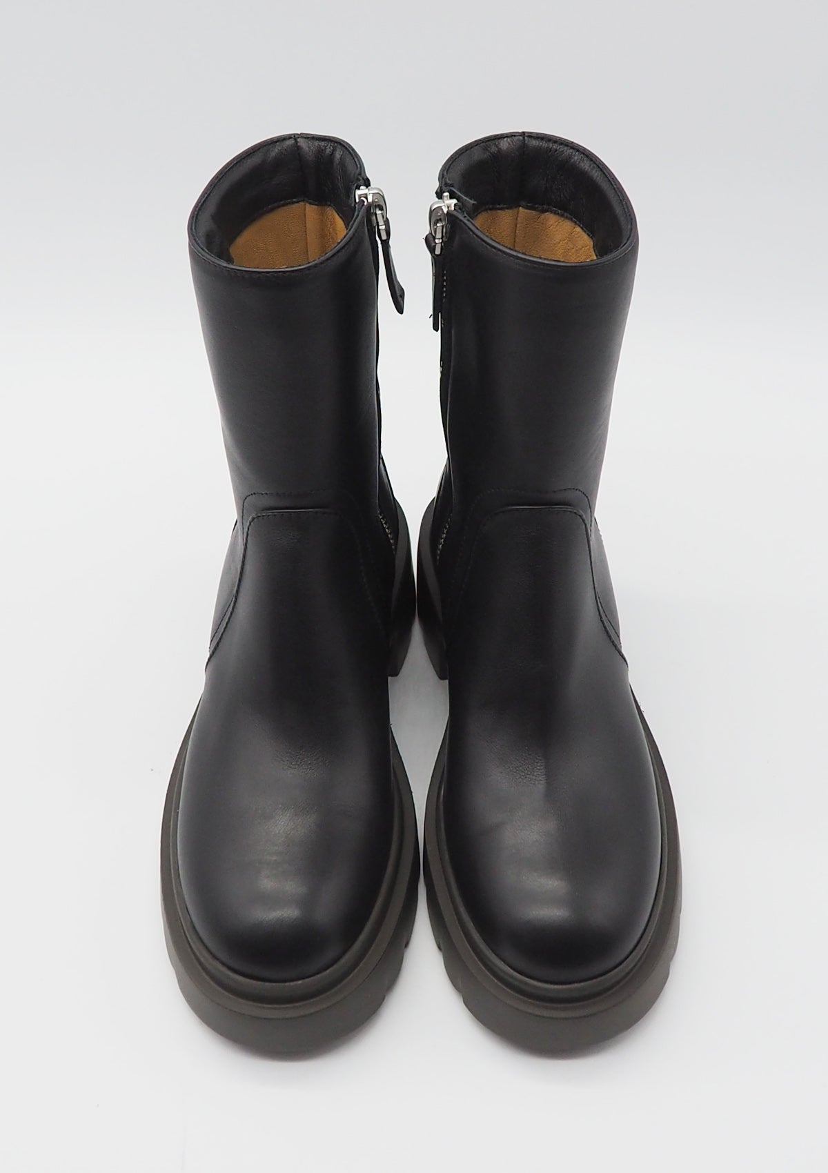 Damen Stiefelette aus Glattleder in Schwarz mit farblich abgesetzter Volumen-Sohle - Absatz 5cm Damen Stiefeletten Pomme D'or