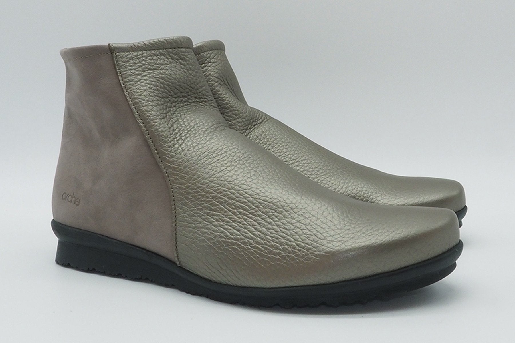 Damen Stiefelette aus Metalli- & Velourleder in Gold & Braun Damen Stiefeletten Arche