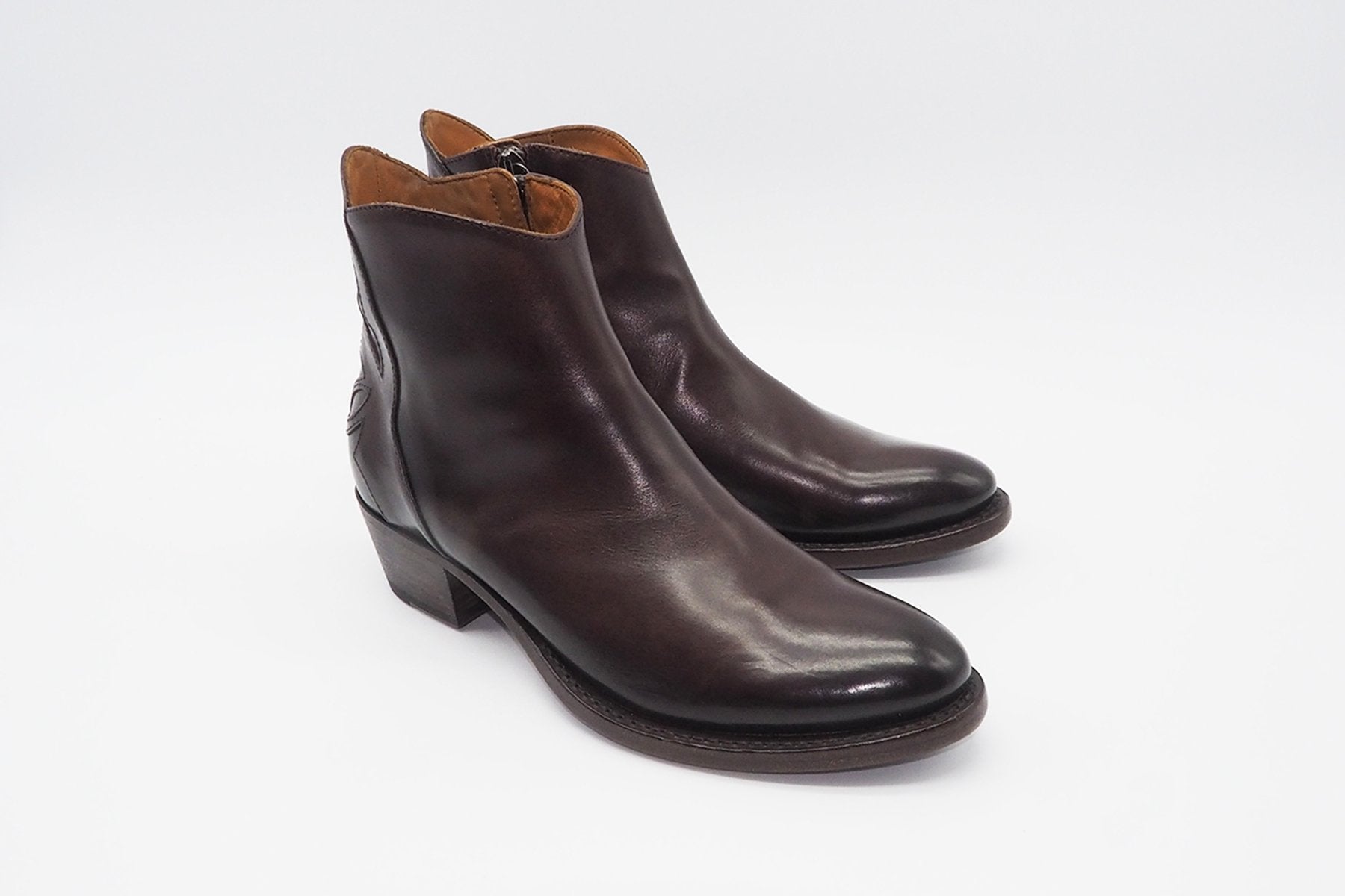Damen Stiefelette im Westerstil in Dunkelbraun Damen Stiefeletten Pantanetti