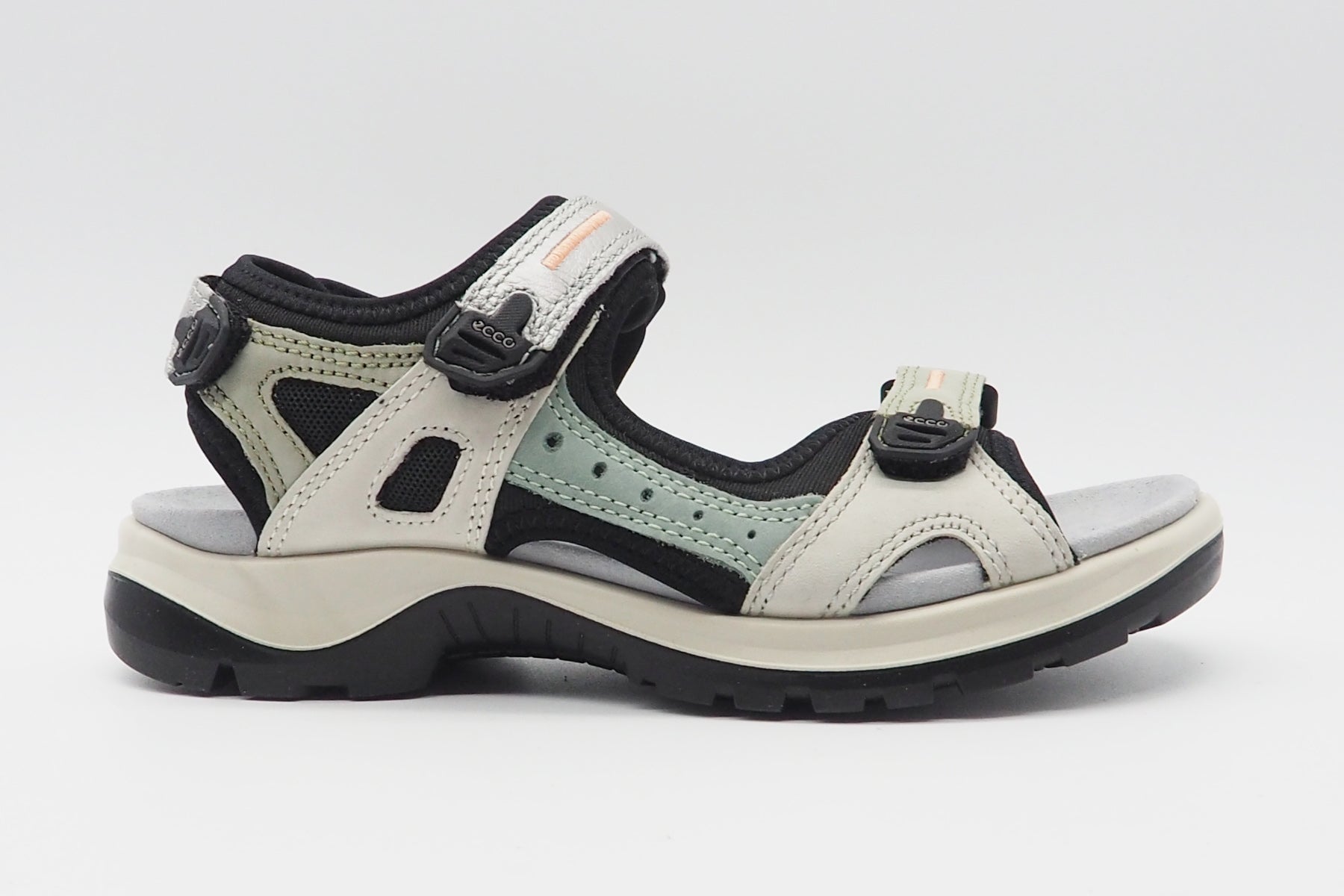 Damen Trekking-Sandale aus Nubuk- & Metallicleder in Beige, Salbei & Silber Damen Sandalen Ecco