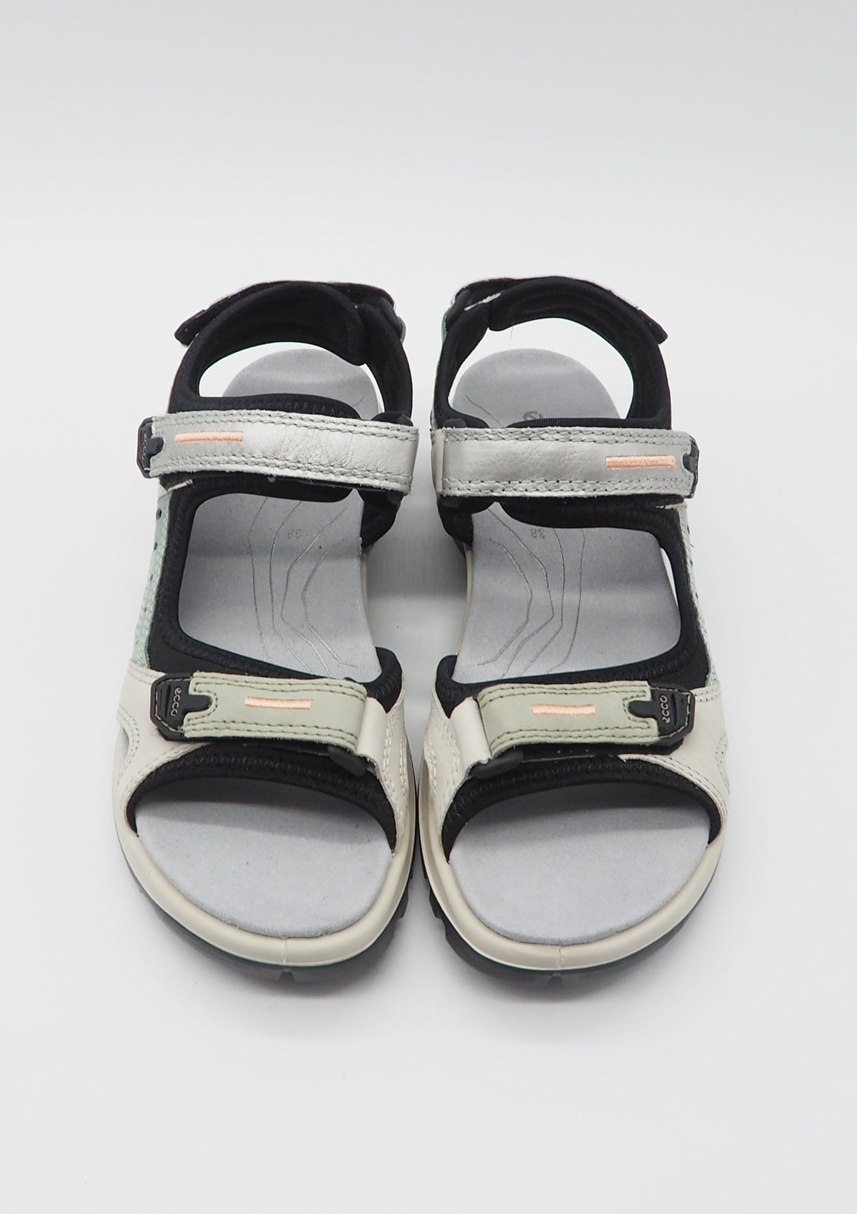 Damen Trekking-Sandale aus Nubuk- & Metallicleder in Beige, Salbei & Silber Damen Sandalen Ecco