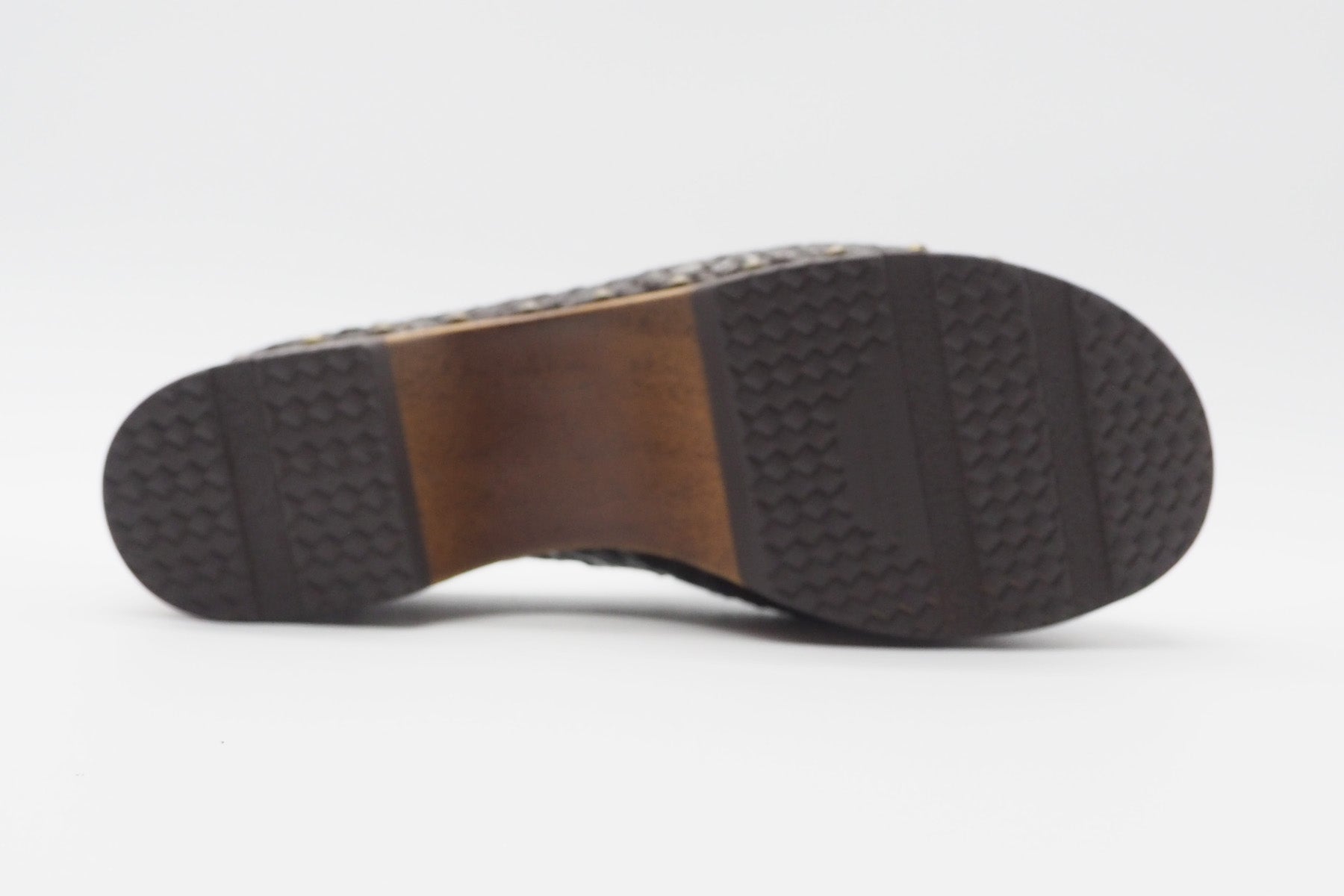 Damen Zoccoli aus geflochtenem Leder in Café mit Holzsohle Damen Mules & Sabots Pons Quintana