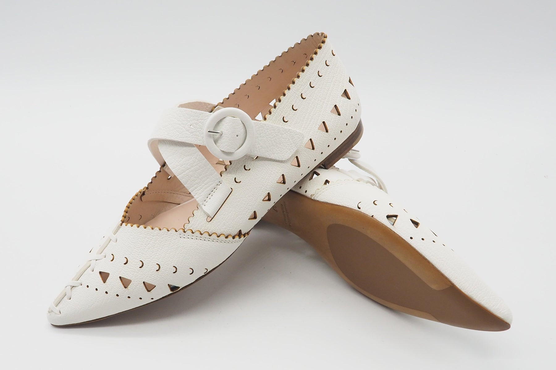 Edle Damen Ballerinas aus Glattleder in Weiß - Nagur Damen Ballerinas Fauzian Jeunesse