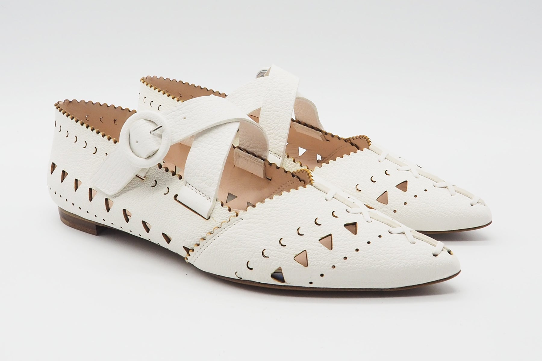 Edle Damen Ballerinas aus Glattleder in Weiß - Nagur Damen Ballerinas Fauzian Jeunesse