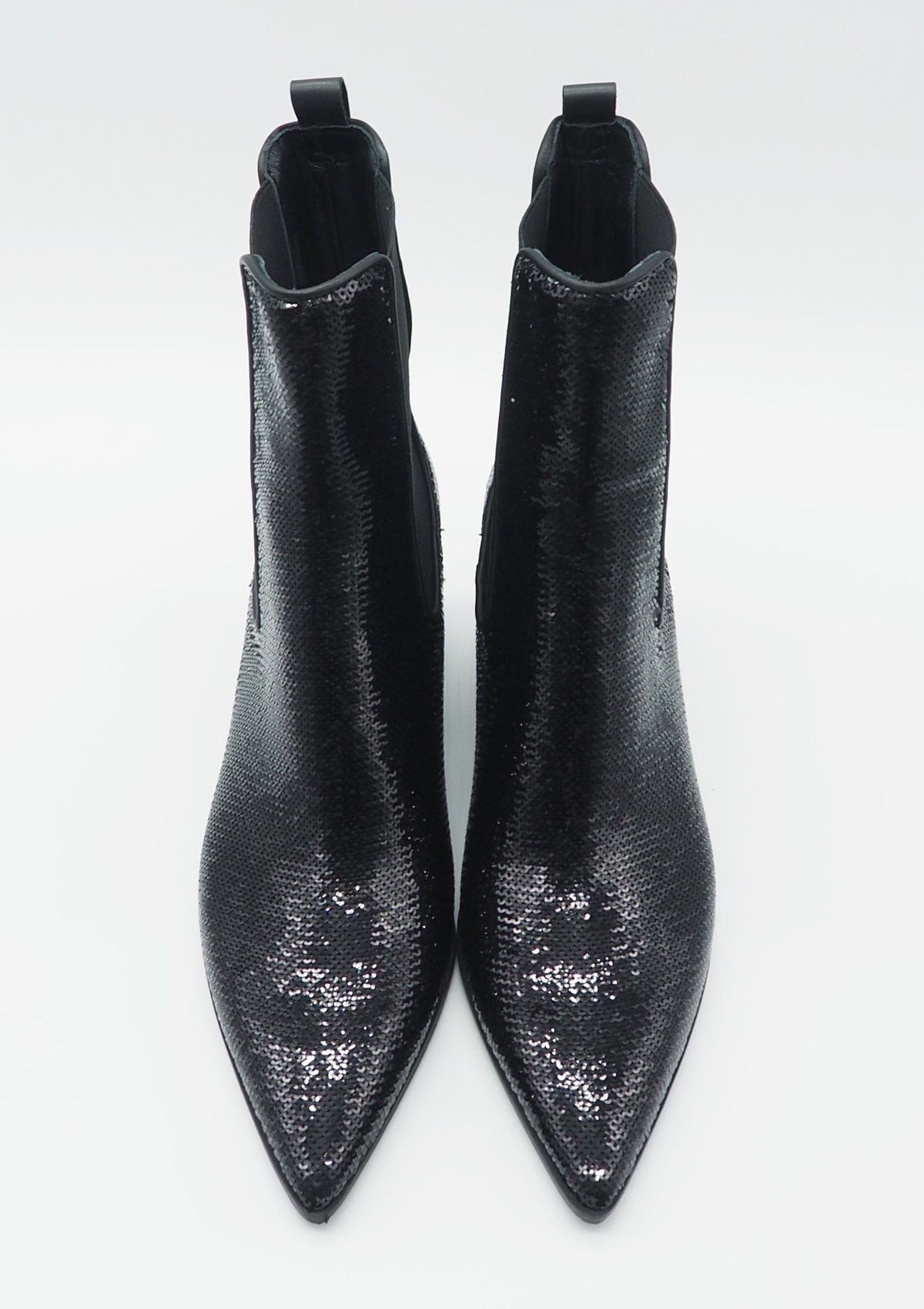 Edle Damen Chelsea-Stiefelette im Westernstil aus Pailletten in Schwarz - Dallas - Absatz 6,5cm Damen Stiefeletten Kennel & Schmenger