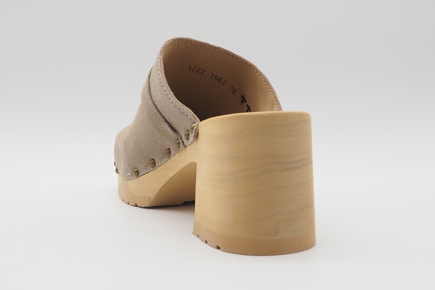 Edle Damen Pantoffel aus Veloursleder in Tope - Absatz 7cm - Henja - Clog Damen Mules & Sabots Softclox