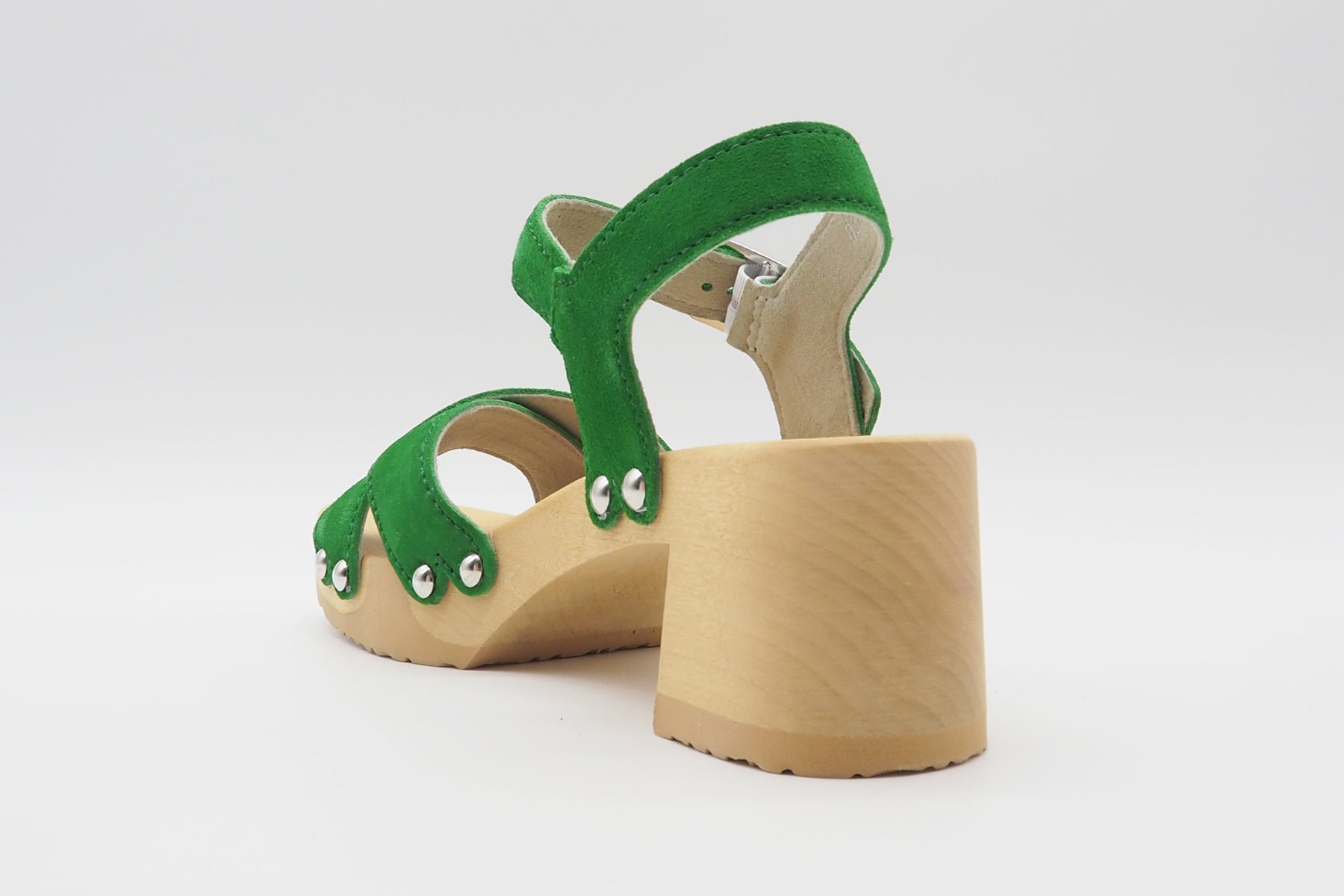 Edle Damen Sandalen aus Veloursleder in Grün - Absatz 7cm - Hanne Damen Sandalen Softclox