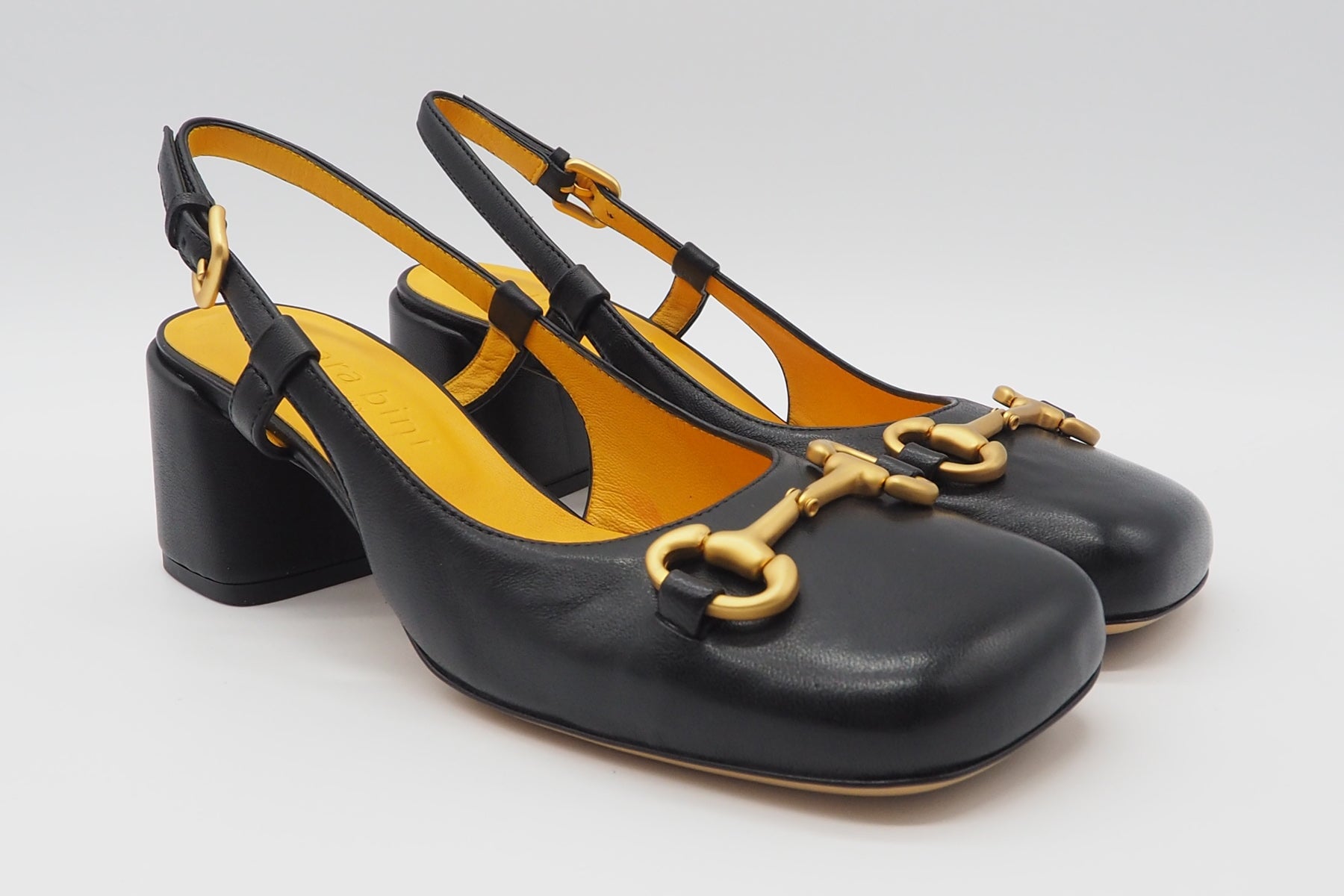 Edle Damen Slings aus Leder in Schwarz mit Trense - Absatz 6cm -Tania Damen Pumps & Slings Mara Bini