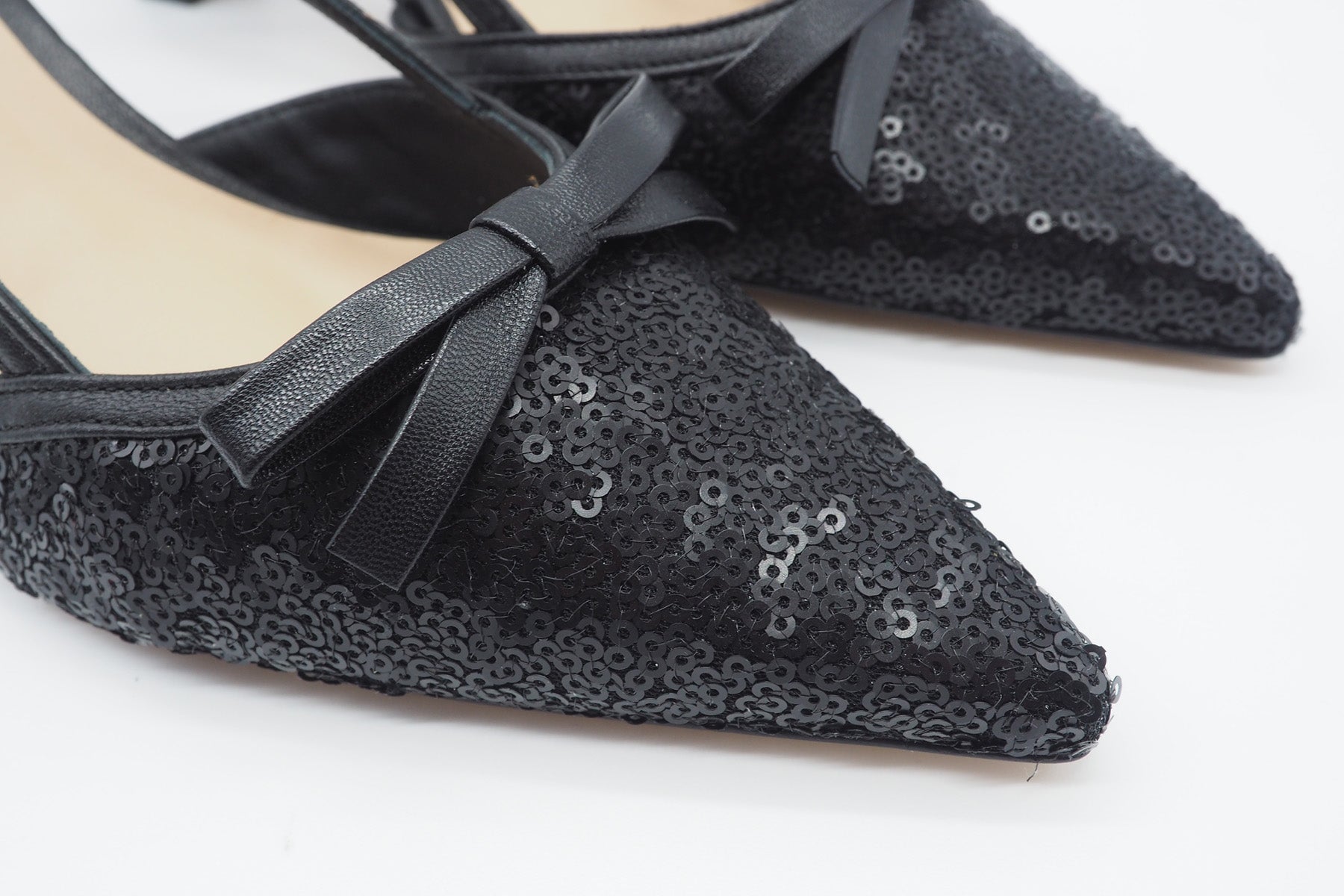 Edle Damen Slings aus Leder mit Pailletten und unterstellten Absatz - Absatz 6cm - Iamy Damen Pumps & Slings Roberto Festa