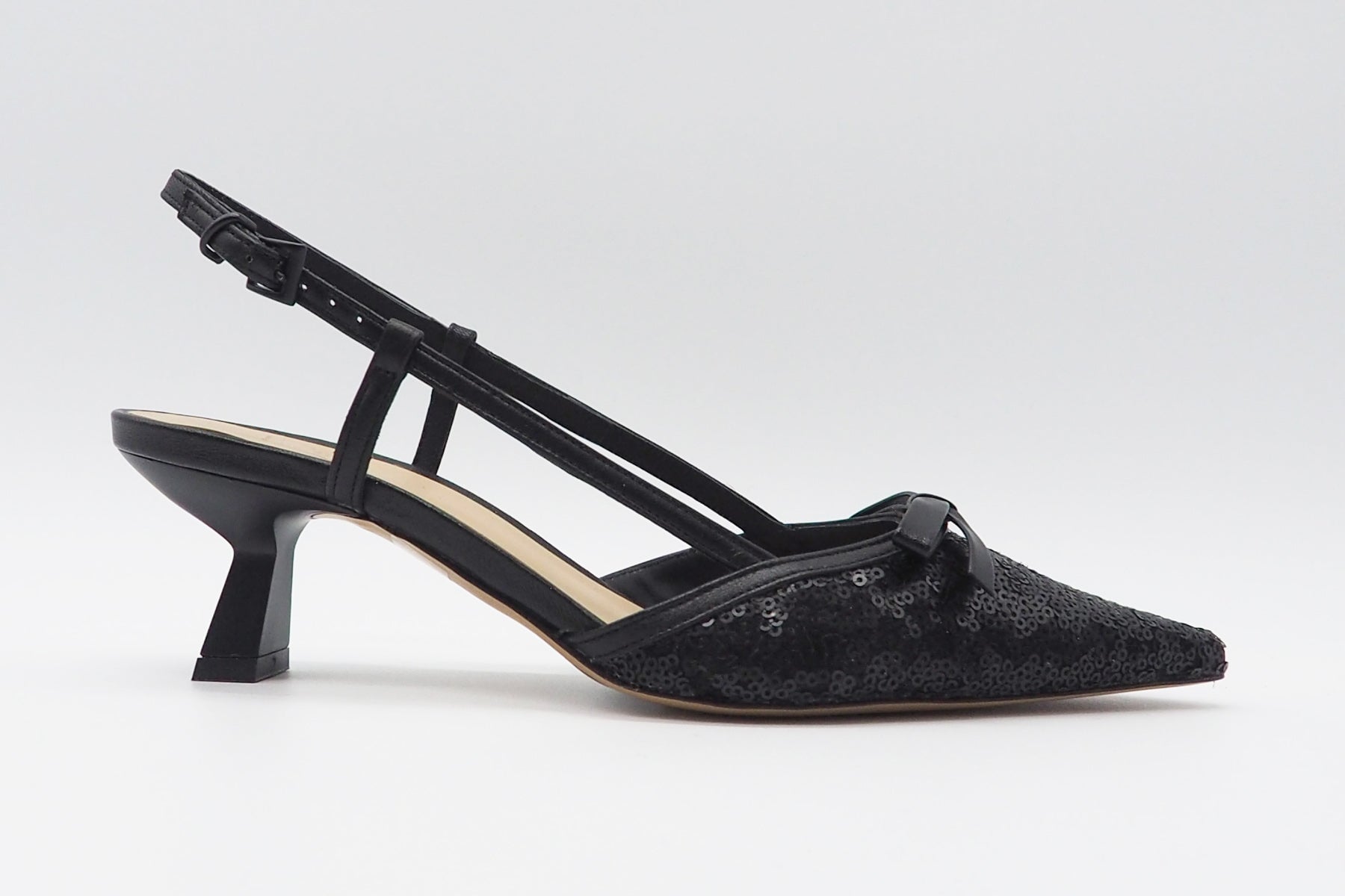 Edle Damen Slings aus Leder mit Pailletten und unterstellten Absatz - Absatz 6cm - Iamy Damen Pumps & Slings Roberto Festa