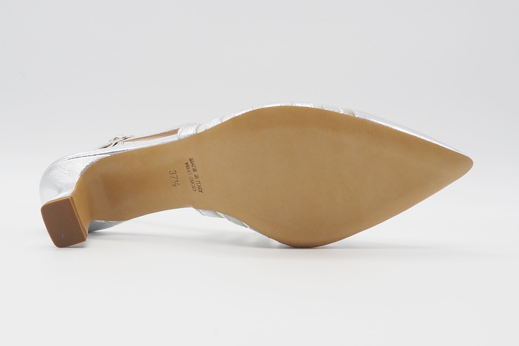 Edle Damen Slings aus Metallicleder in Silber - Absatz 5,5cm Damen Pumps & Slings Karin