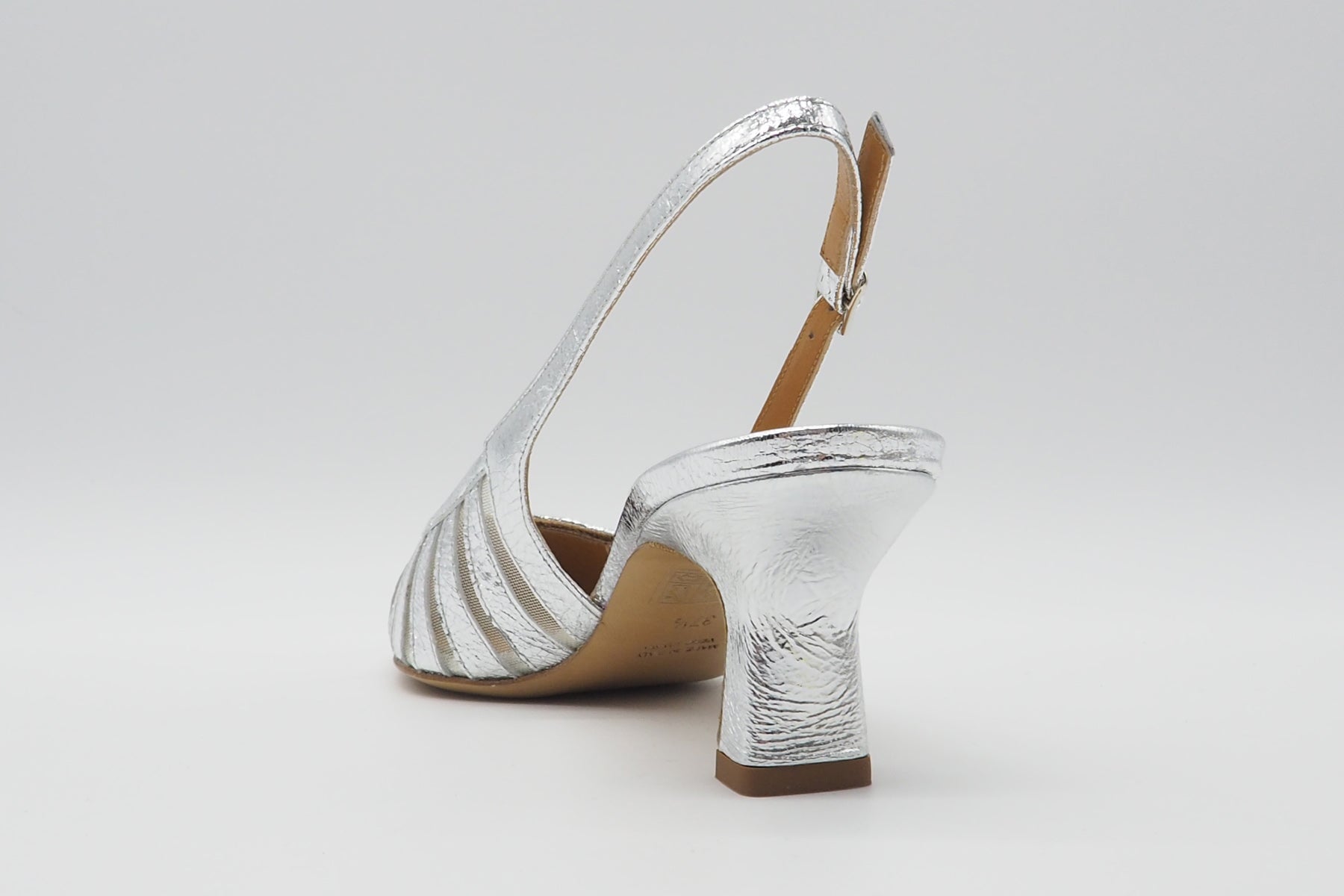 Edle Damen Slings aus Metallicleder in Silber - Absatz 5,5cm Damen Pumps & Slings Karin