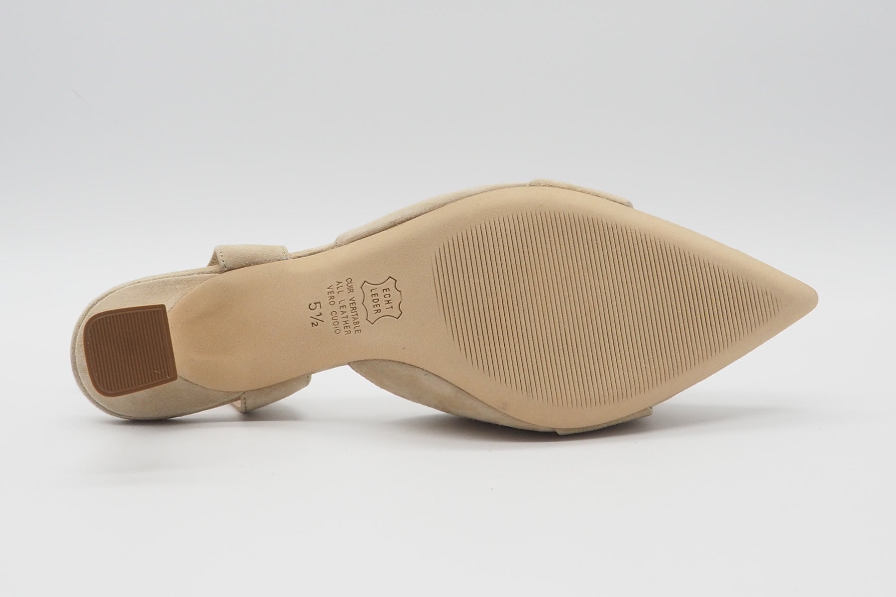 Edle Damen Slings aus Veloursleder in Beige - Absatz 5cm Damen Pumps & Slings Kennel & Schmenger