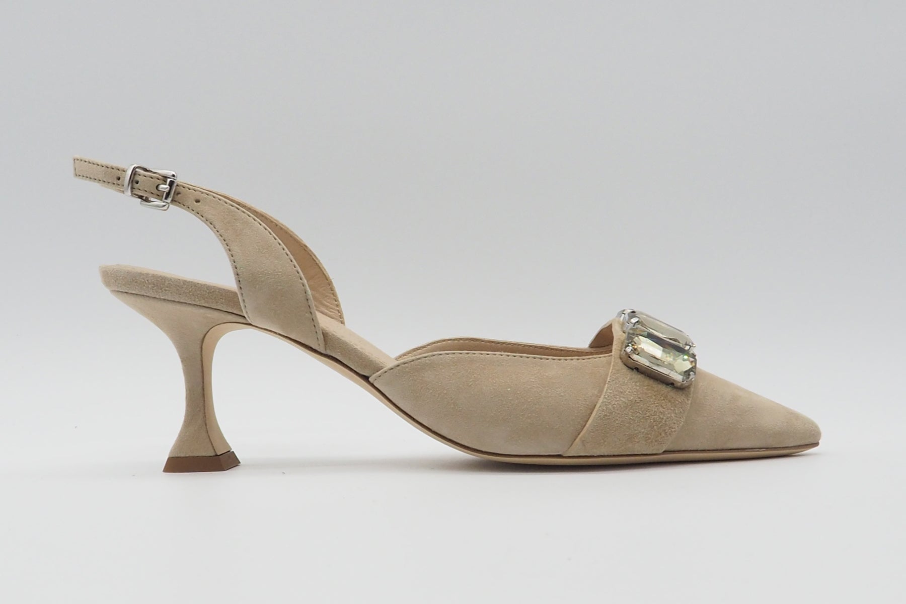 Edle Damen Slings aus Veloursleder in Beige - Absatz 5cm Damen Pumps & Slings Kennel & Schmenger