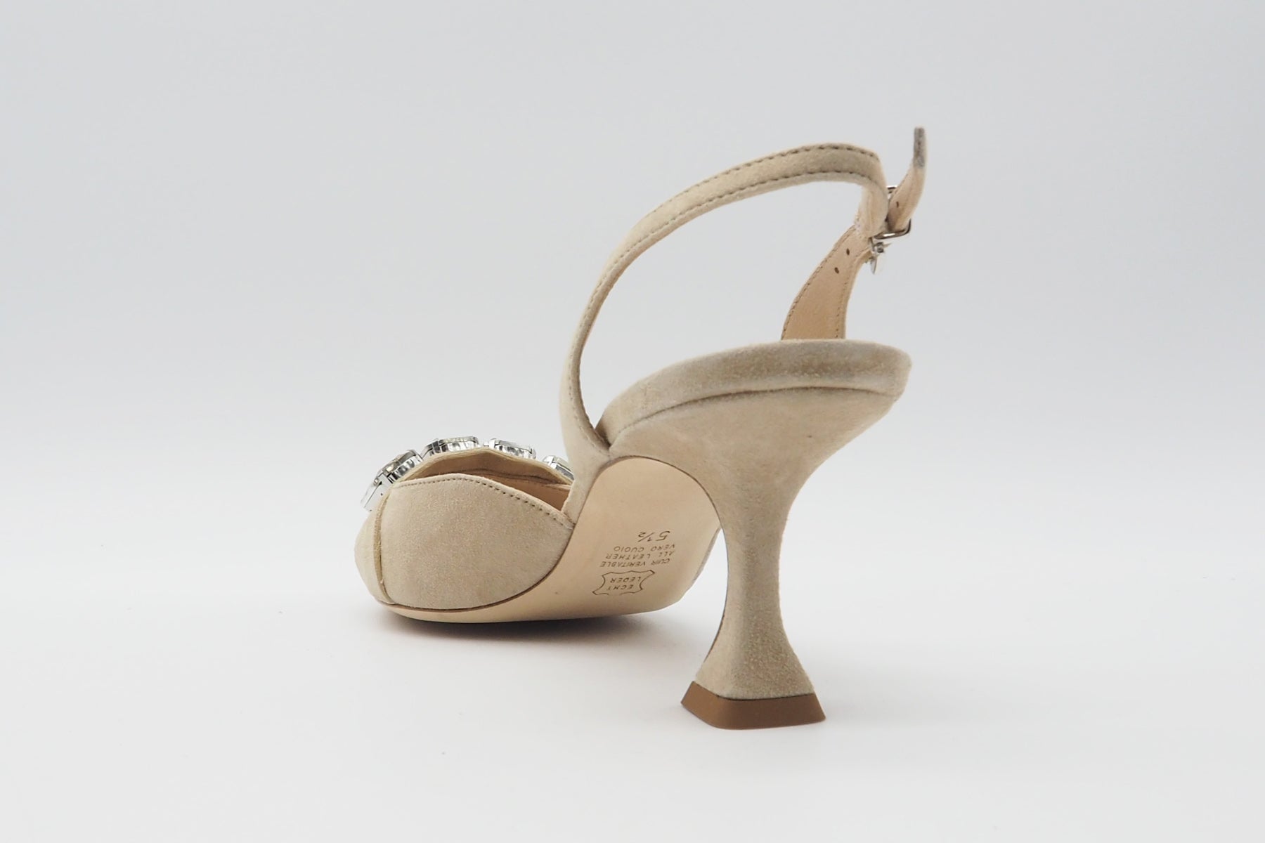 Edle Damen Slings aus Veloursleder in Beige - Absatz 5cm Damen Pumps & Slings Kennel & Schmenger