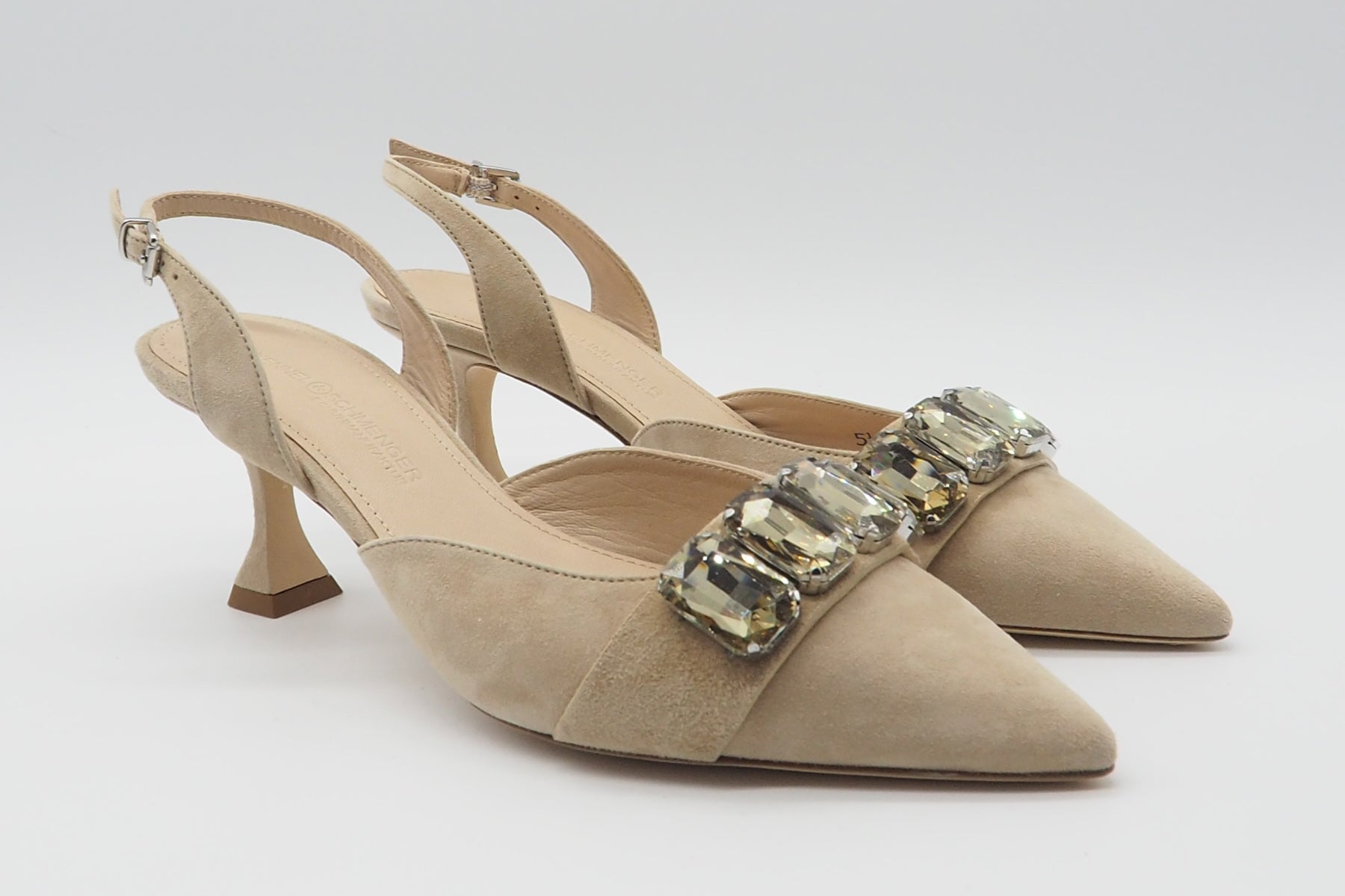 Edle Damen Slings aus Veloursleder in Beige - Absatz 5cm Damen Pumps & Slings Kennel & Schmenger