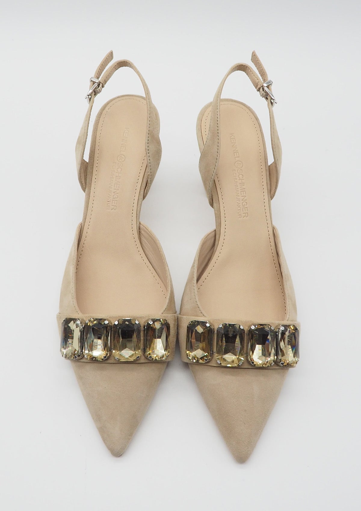 Edle Damen Slings aus Veloursleder in Beige - Absatz 5cm Damen Pumps & Slings Kennel & Schmenger