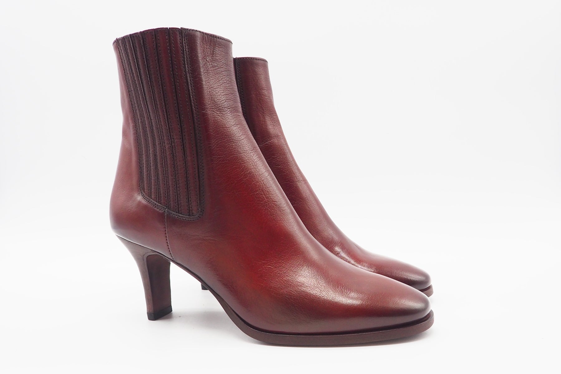 Elegante Damen Chelsea-Stiefelette aus Leder in Rot - Absatz 6cm Damen Stiefeletten Pantanetti