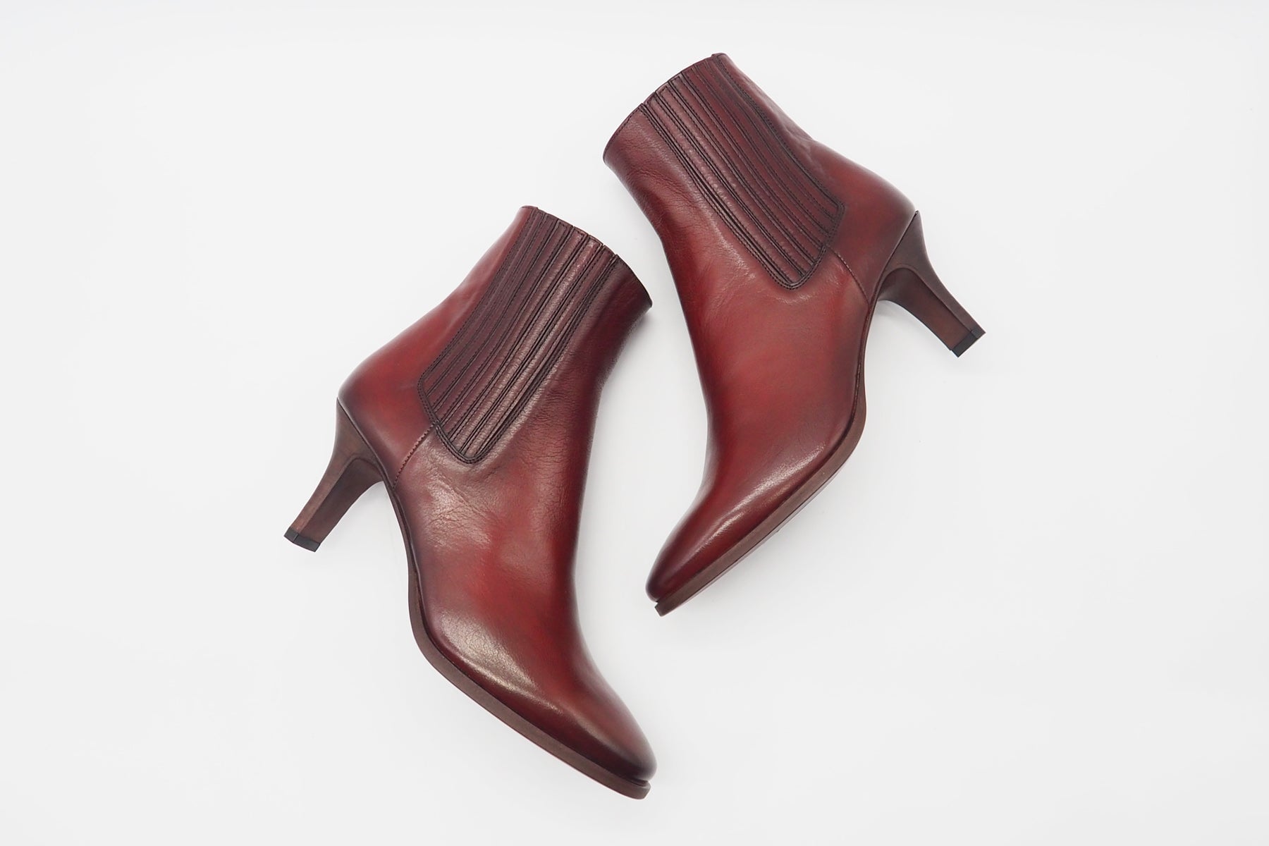 Elegante Damen Chelsea-Stiefelette aus Leder in Rot - Absatz 6cm Damen Stiefeletten Pantanetti