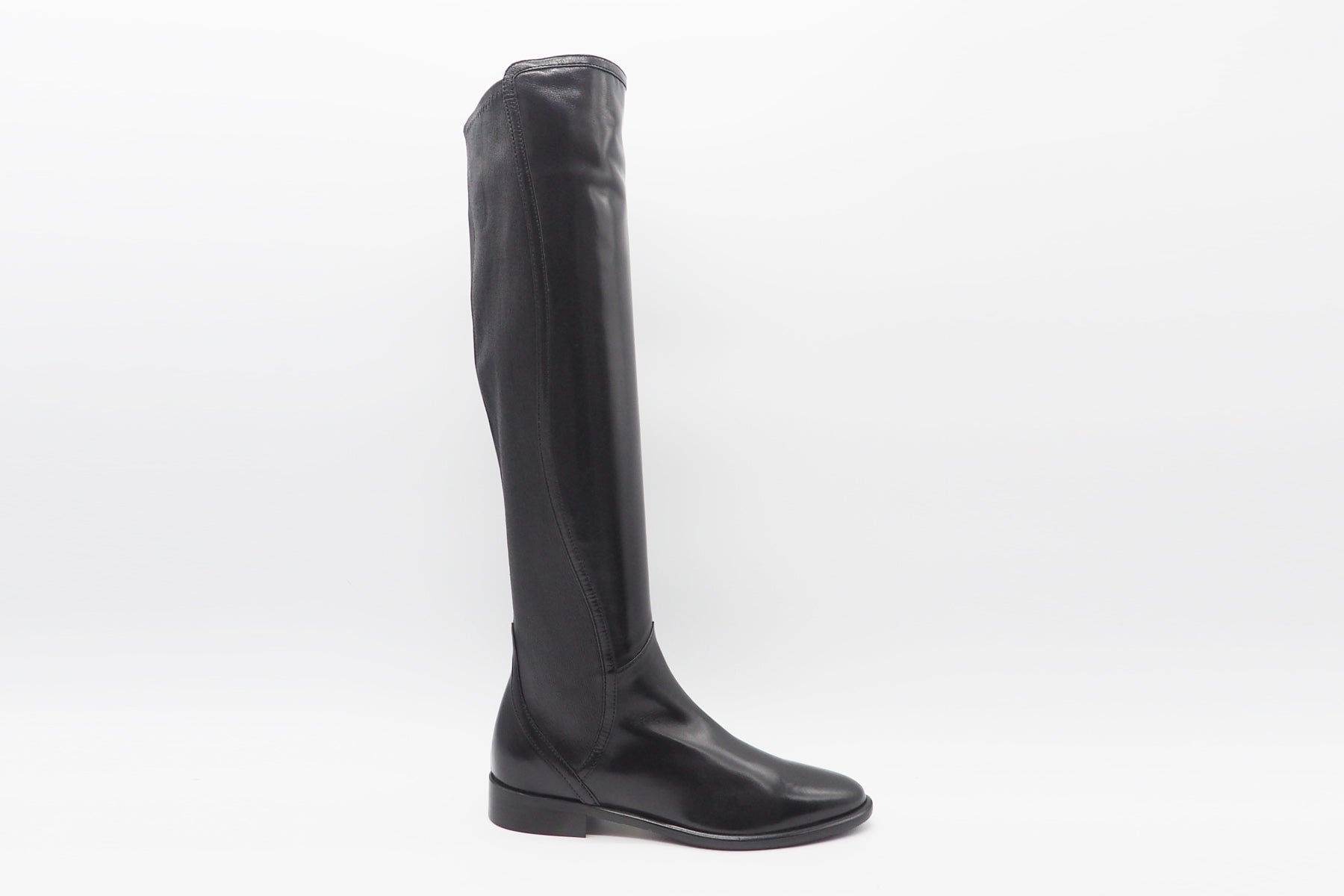 Eleganter Damen Langschaft-Stiefel aus Echtleder in Schwarz - Absatz 2cm Damen Stiefel Lorenzo Masiero
