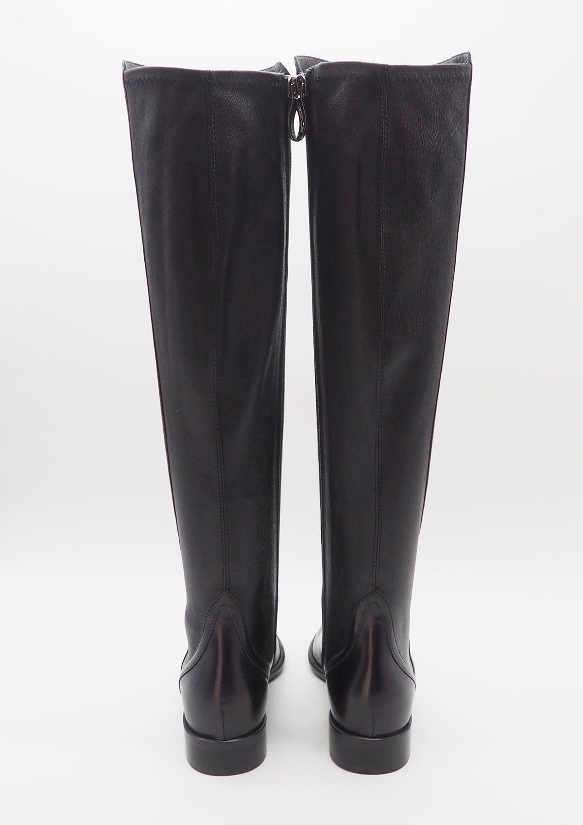 Eleganter Damen Langschaft-Stiefel aus Echtleder in Schwarz - Absatz 2cm Damen Stiefel Lorenzo Masiero