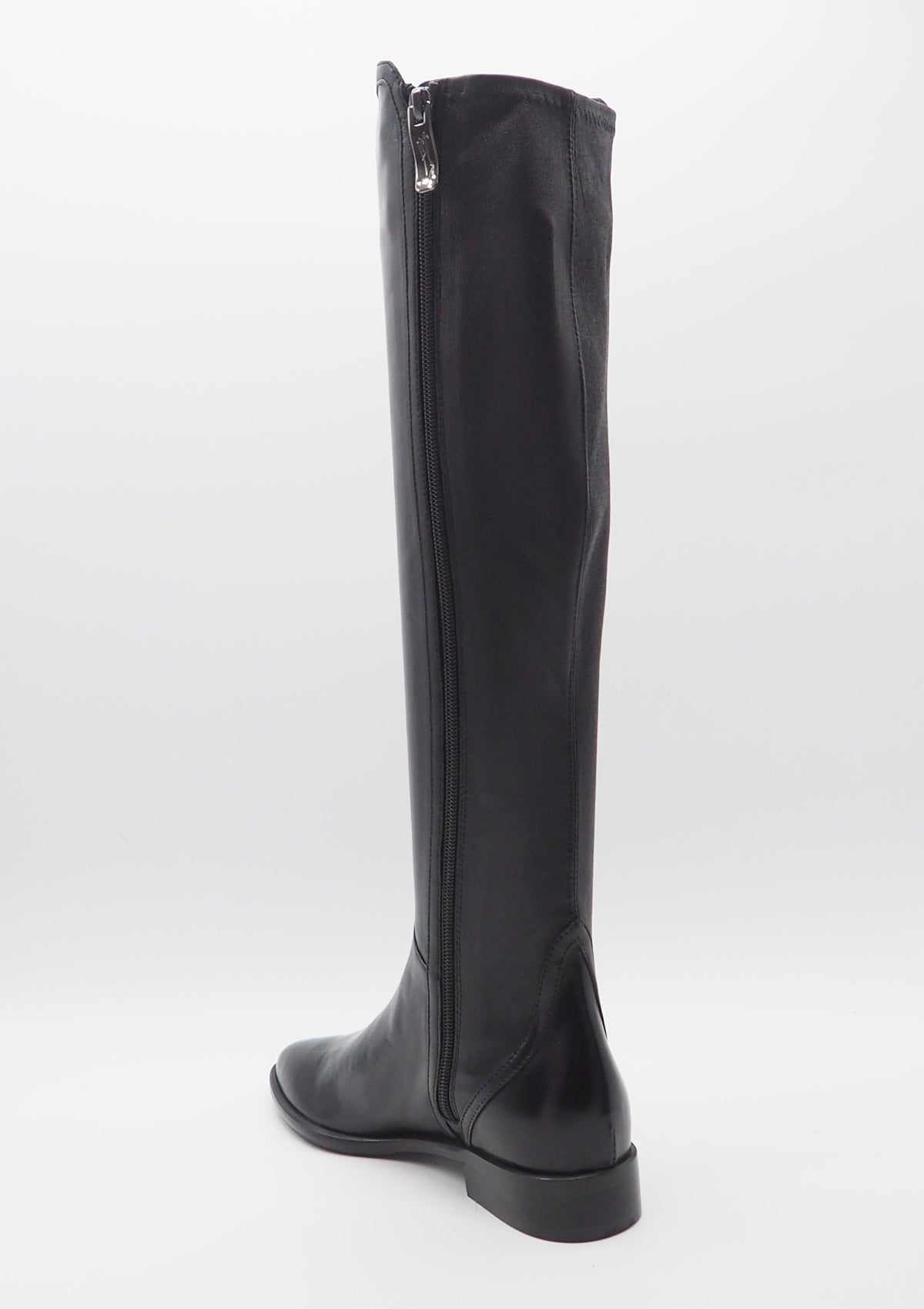 Eleganter Damen Langschaft-Stiefel aus Echtleder in Schwarz - Absatz 2cm Damen Stiefel Lorenzo Masiero