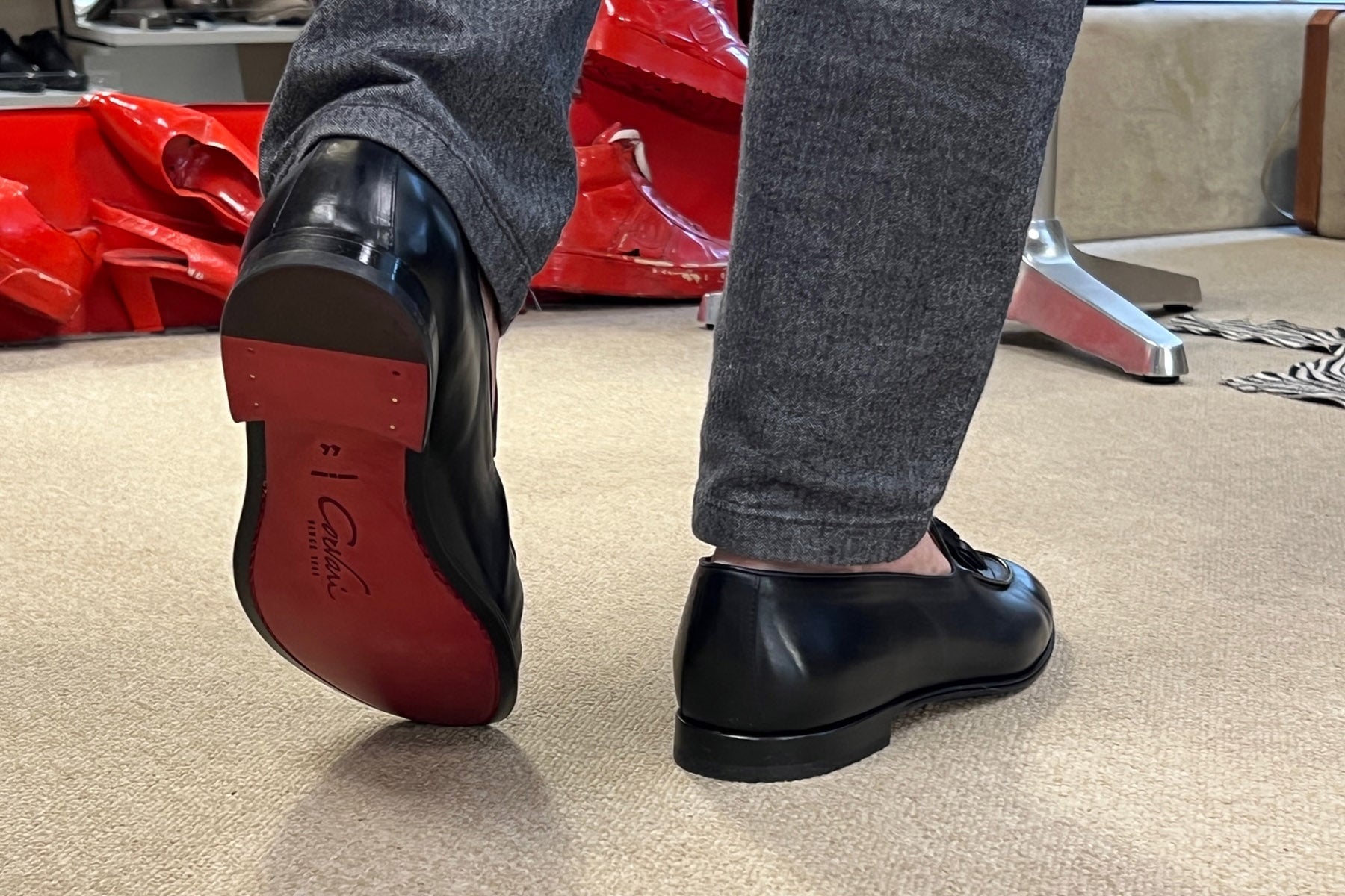 Eleganter Herren Slipper aus Leder in Mitternachtsblau Herren Loafers & Slipper Corvari