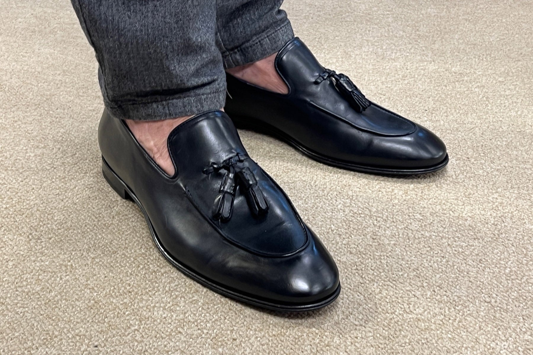 Eleganter Herren Slipper aus Leder in Mitternachtsblau Herren Loafers & Slipper Corvari