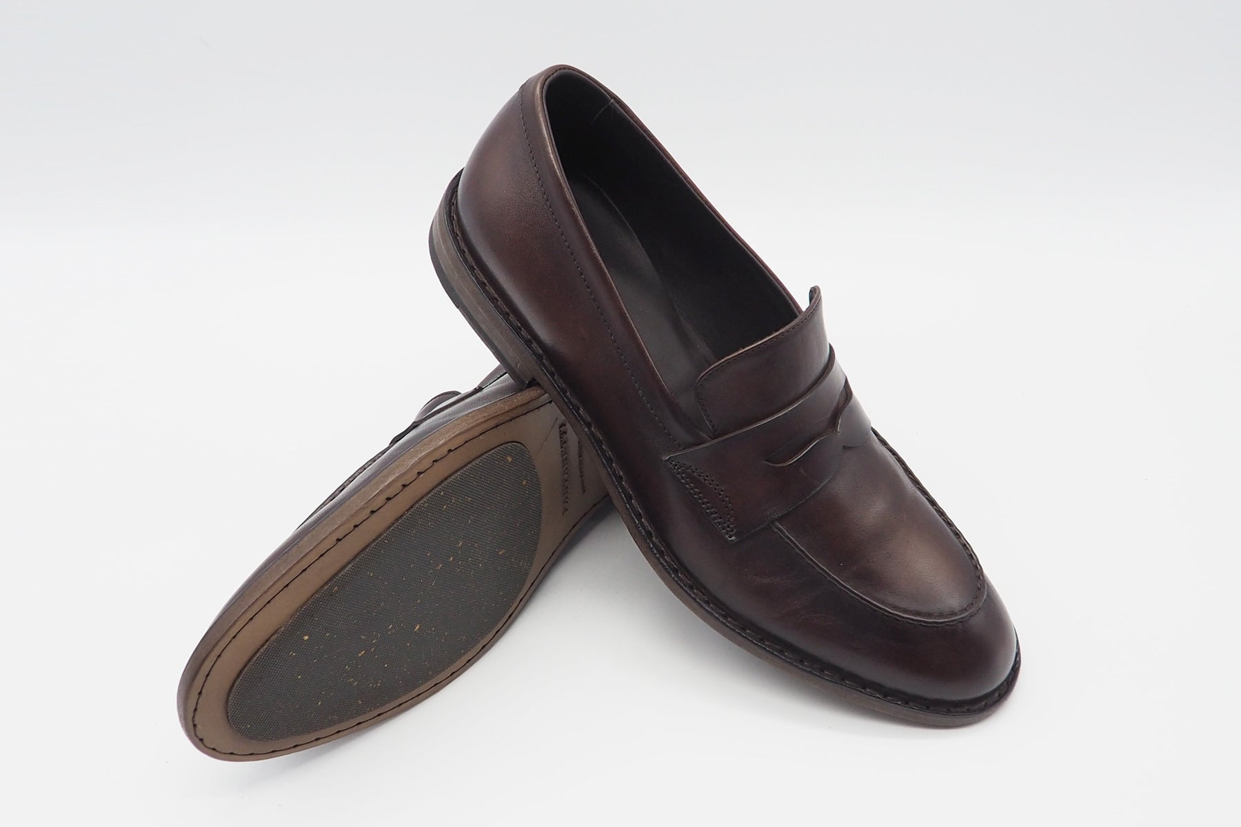 Eleganter Herren Slipper aus Leder in Tabak - Pennyloafer Herren Loafers & Slipper Pantanetti