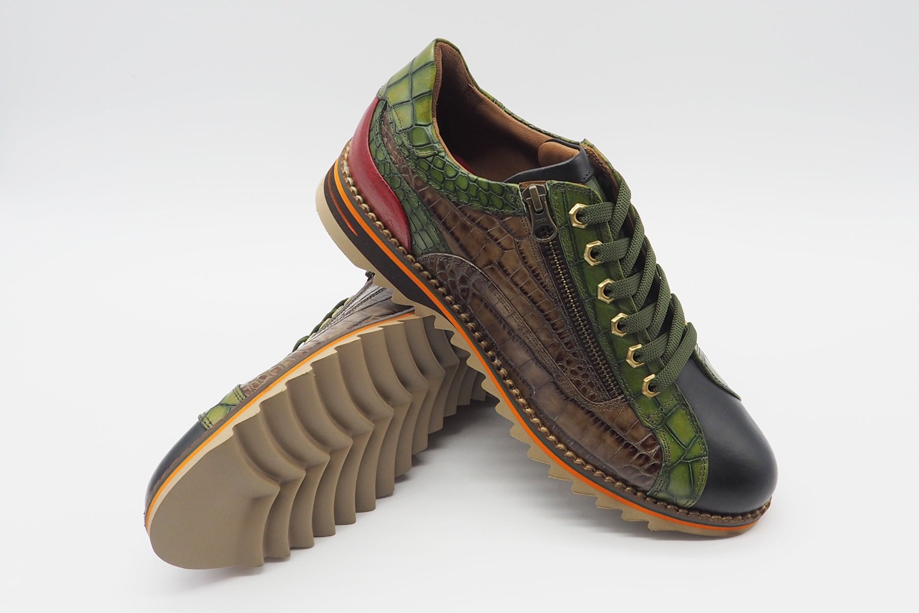 Extravaganter Herren Sneaker aus bedrucktem Leder in Multicolor Herren Sneaker Lorenzi