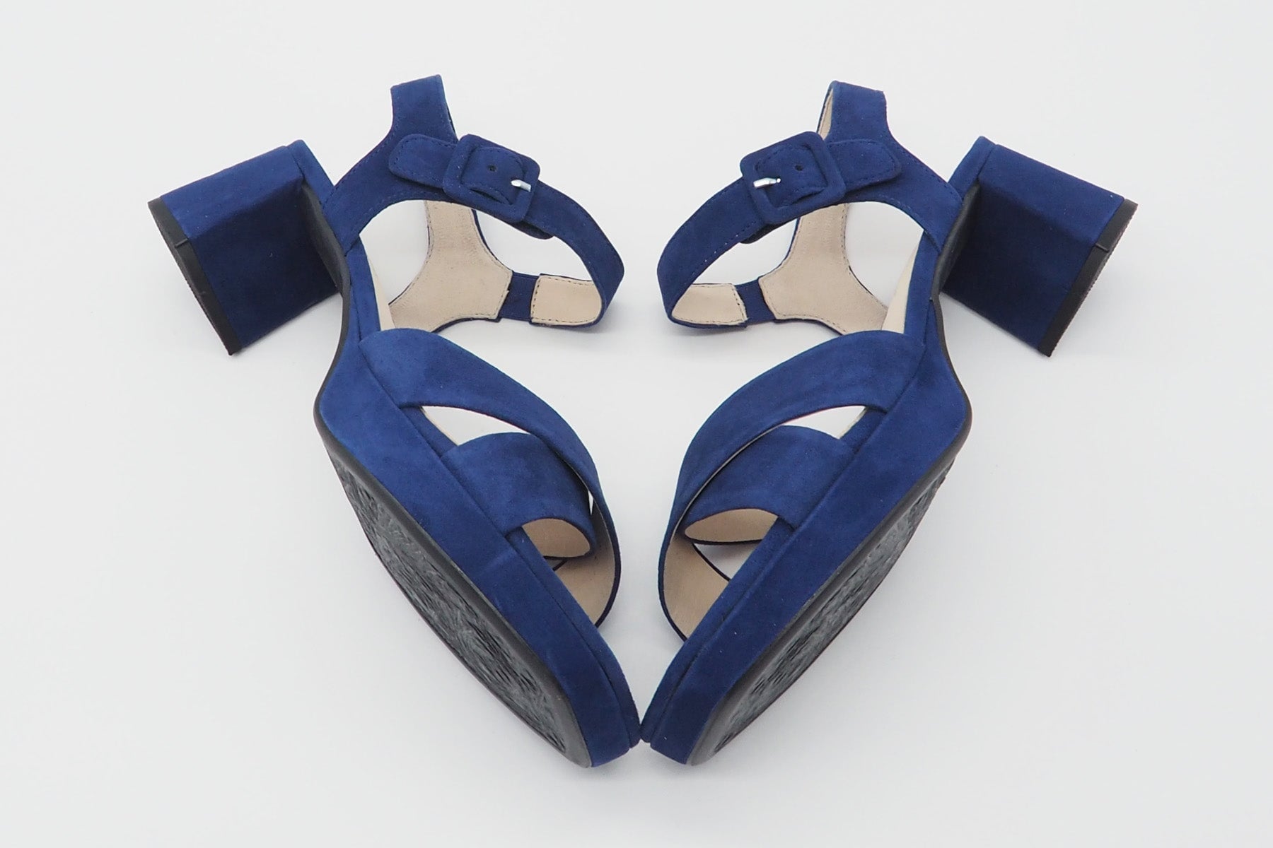 Feine Damen Absatz-Sandale aus Veloursleder in Dunkelblau - Absatz 6cm Damen Sandalen Gabor