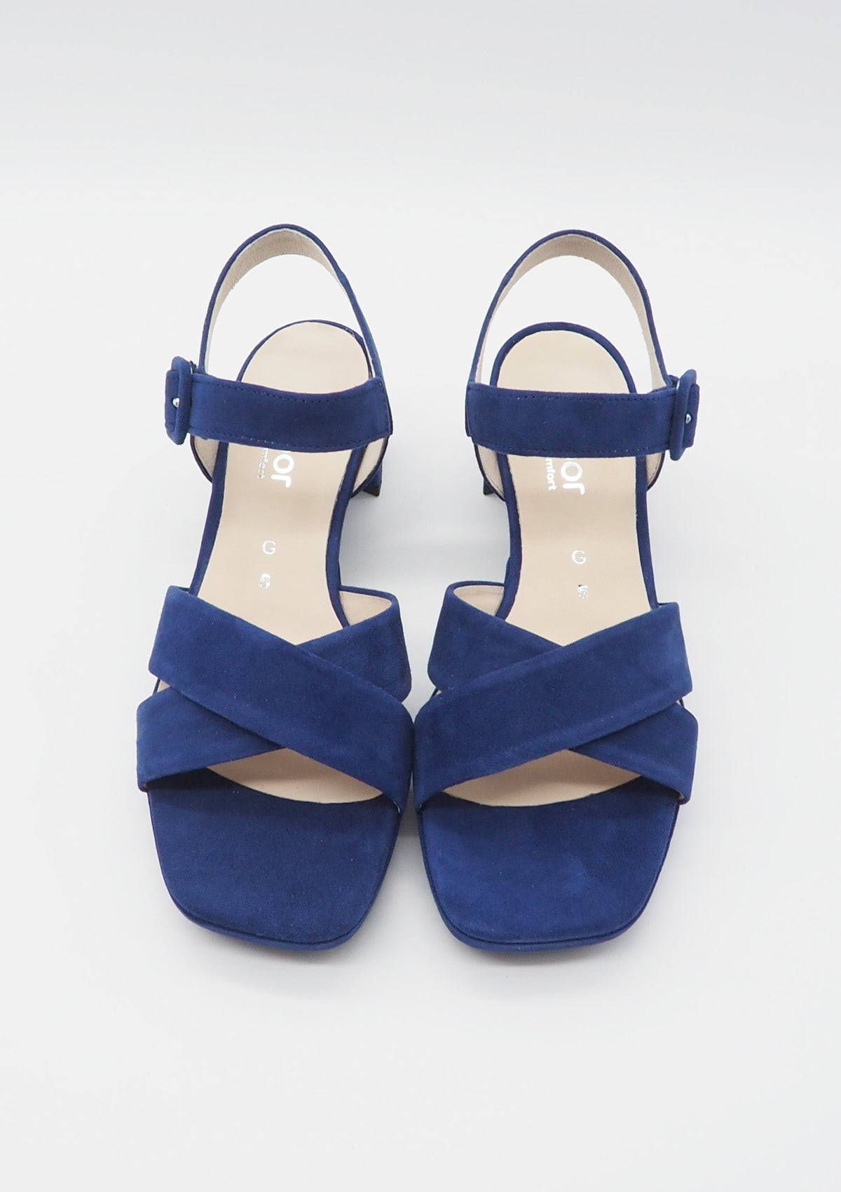 Feine Damen Absatz-Sandale aus Veloursleder in Dunkelblau - Absatz 6cm Damen Sandalen Gabor