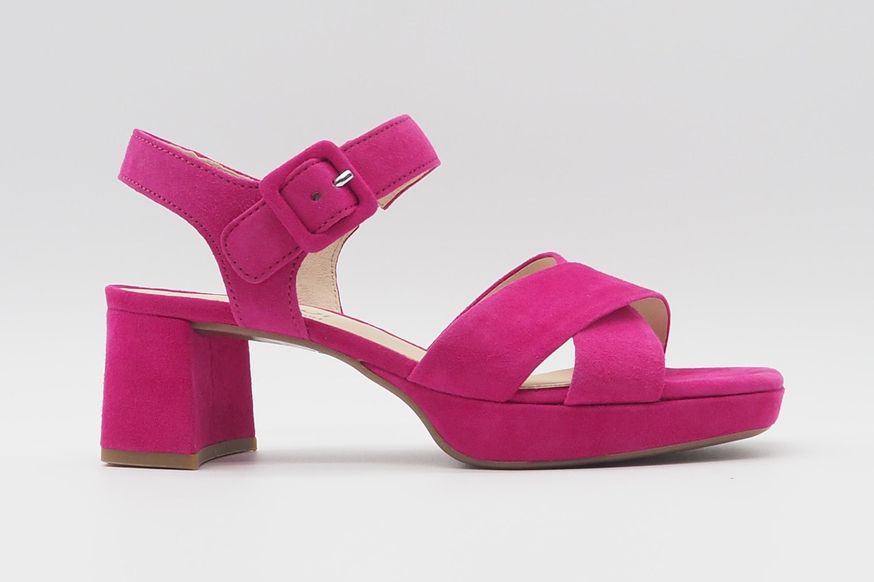 Feine Damen Absatz-Sandale aus Veloursleder in Pink - Absatz 6cm Damen Sandalen Gabor