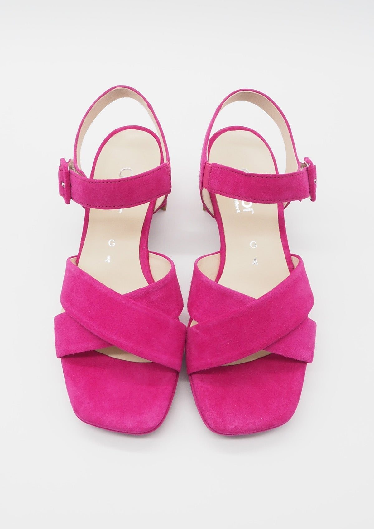 Feine Damen Absatz-Sandale aus Veloursleder in Pink - Absatz 6cm Damen Sandalen Gabor