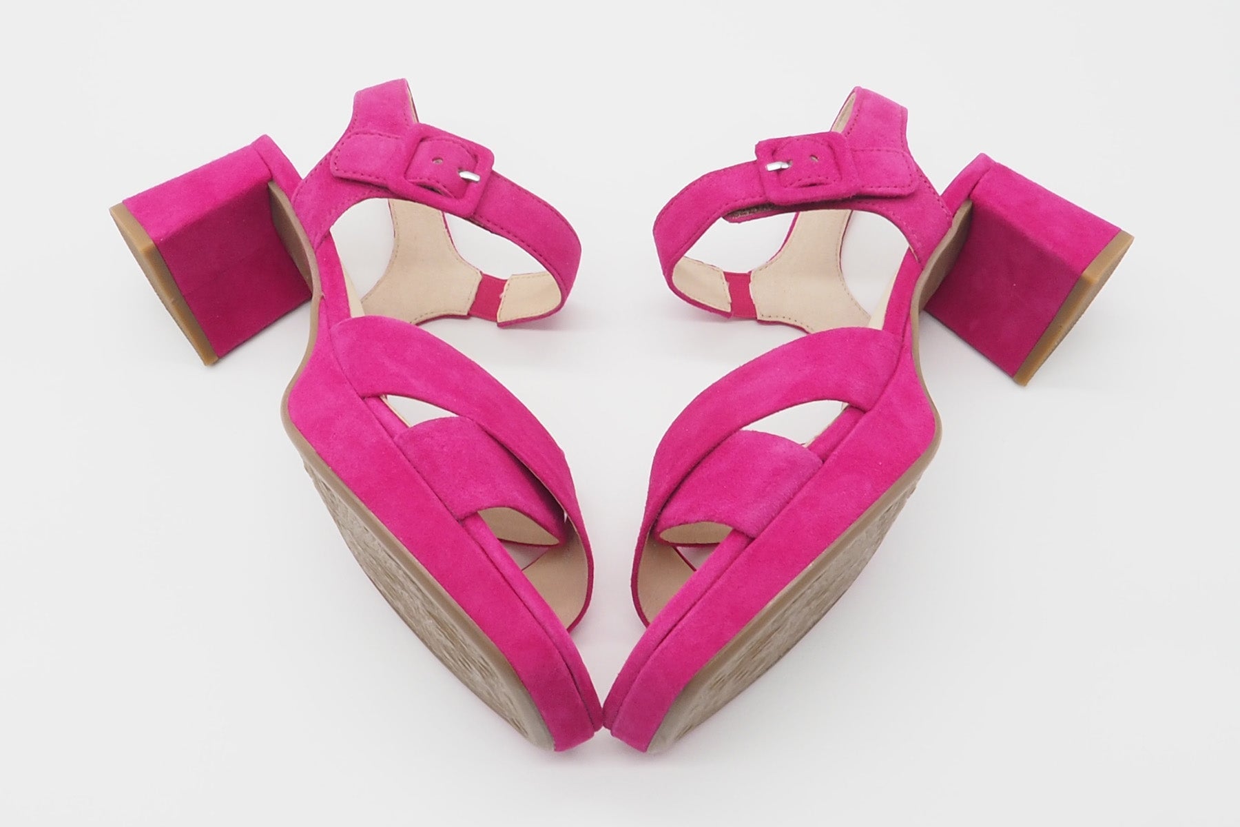 Feine Damen Absatz-Sandale aus Veloursleder in Pink - Absatz 6cm Damen Sandalen Gabor
