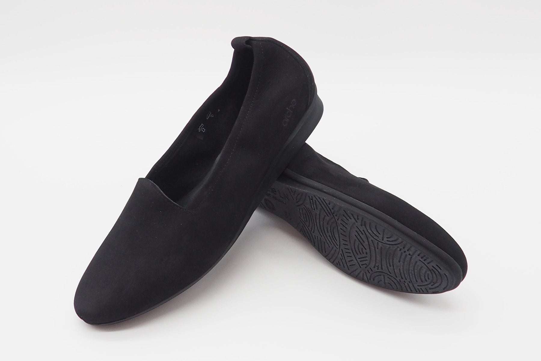 Feine Damen Ballerina aus Nubukleder in Schwarz - Ninolo Damen Ballerinas Arche