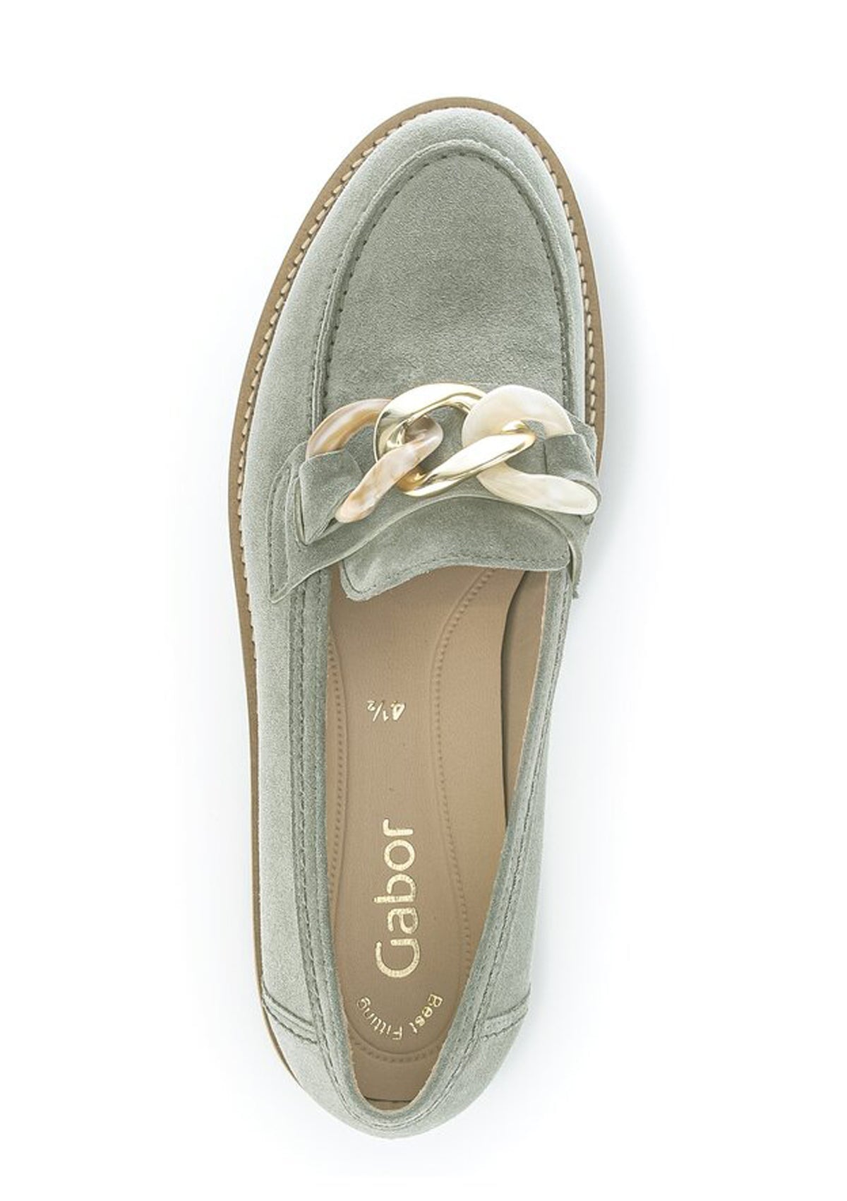 Feine Damen Loafer aus Veloursleder in Grün - Absatz 3,5cm Damen Loafers & Schnürer Gabor