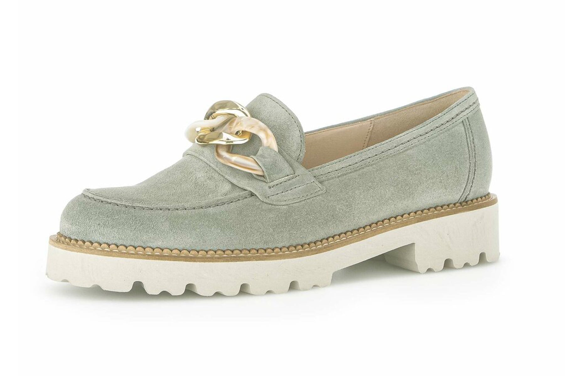 Feine Damen Loafer aus Veloursleder in Grün - Absatz 3,5cm Damen Loafers & Schnürer Gabor