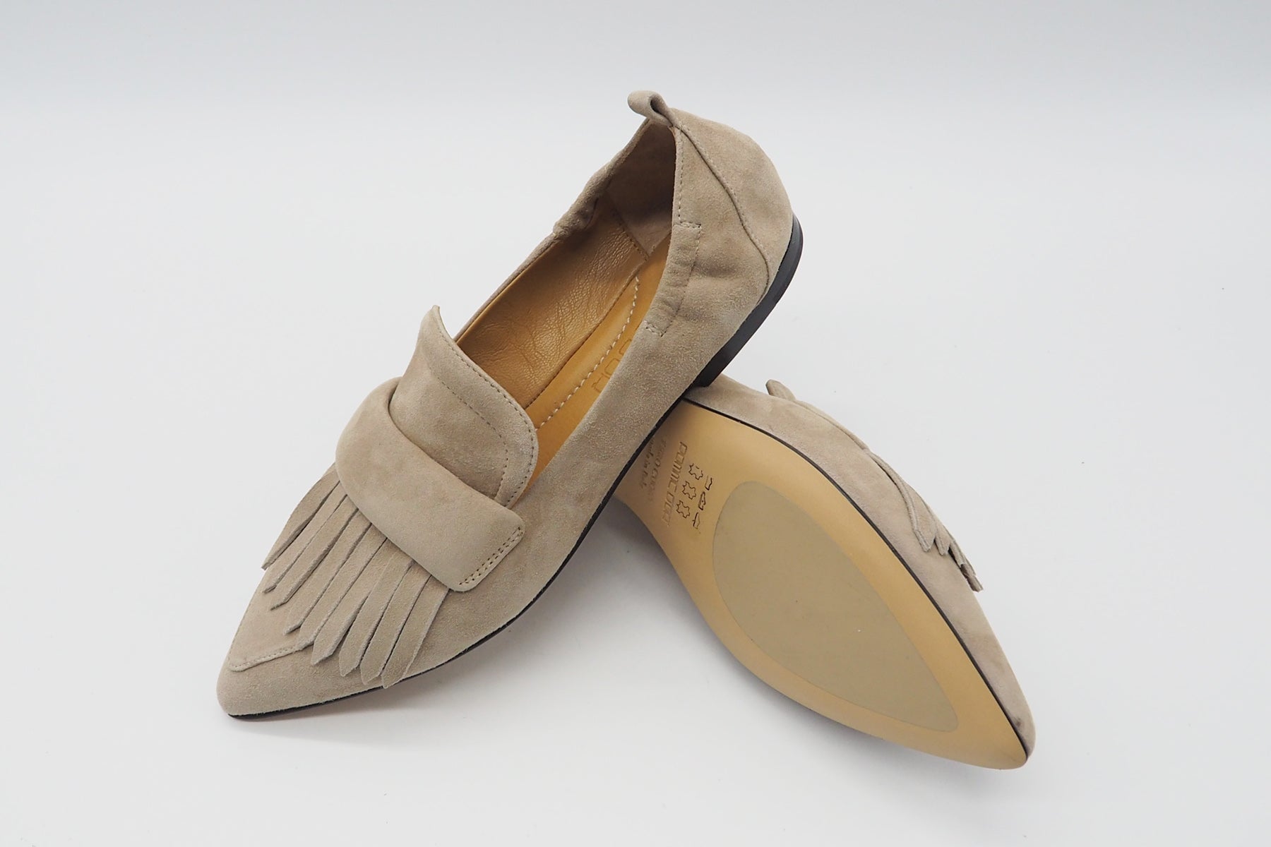 Feine Damen Loafer aus Veloursleder in Sand Damen Loafers & Schnürer Pomme D'or