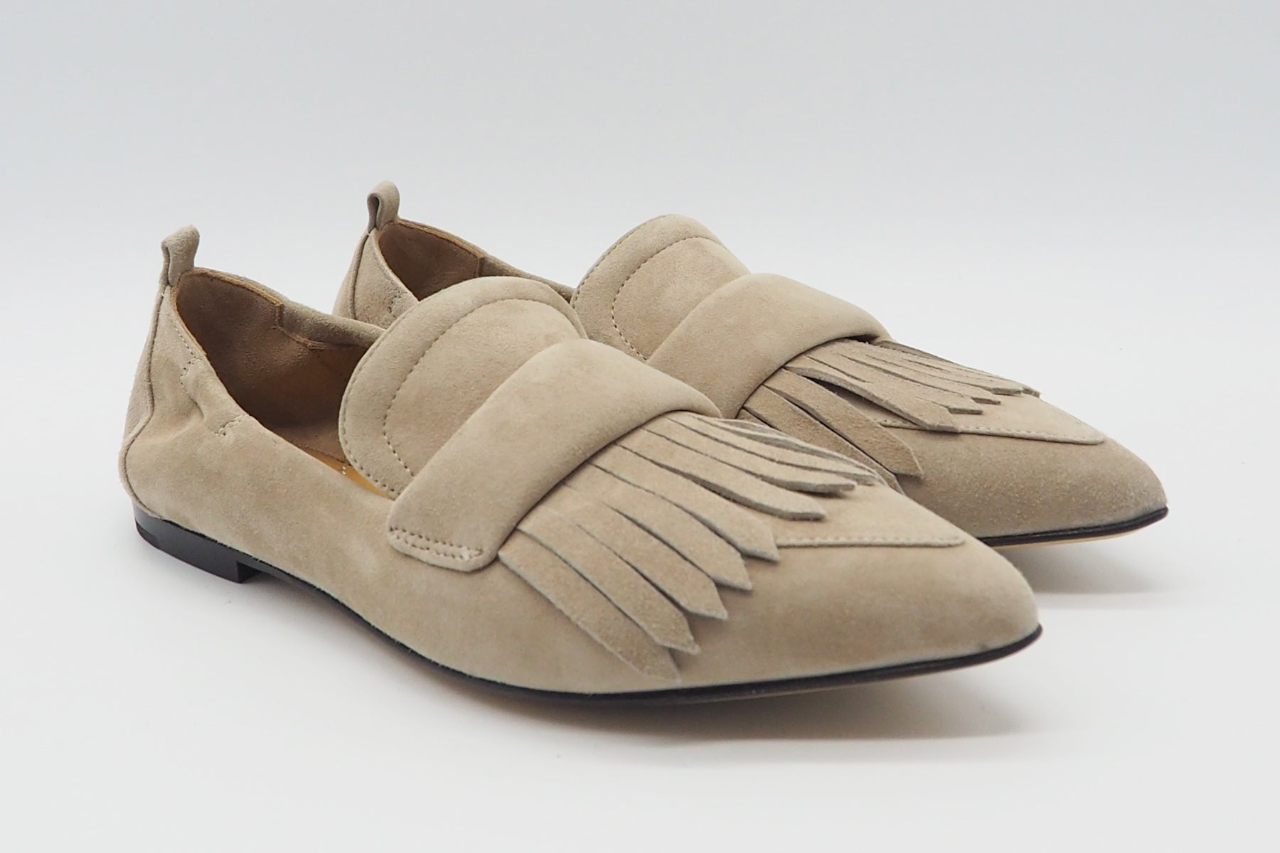 Feine Damen Loafer aus Veloursleder in Sand Damen Loafers & Schnürer Pomme D'or