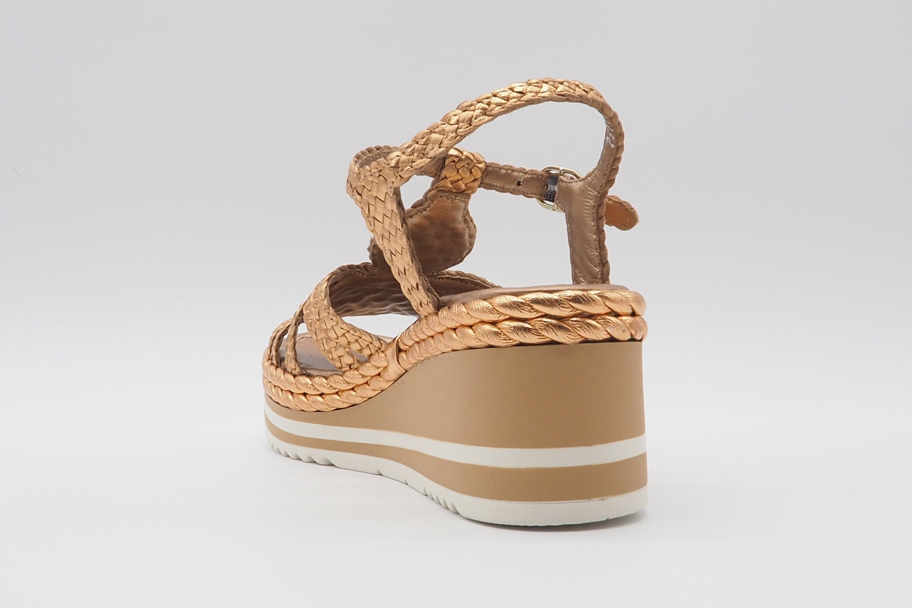 Feine Damen Plateau-Sandale aus Metallicleder in Bronze - Absatz 6cm - Padova Damen Sandalen Pons Quintana