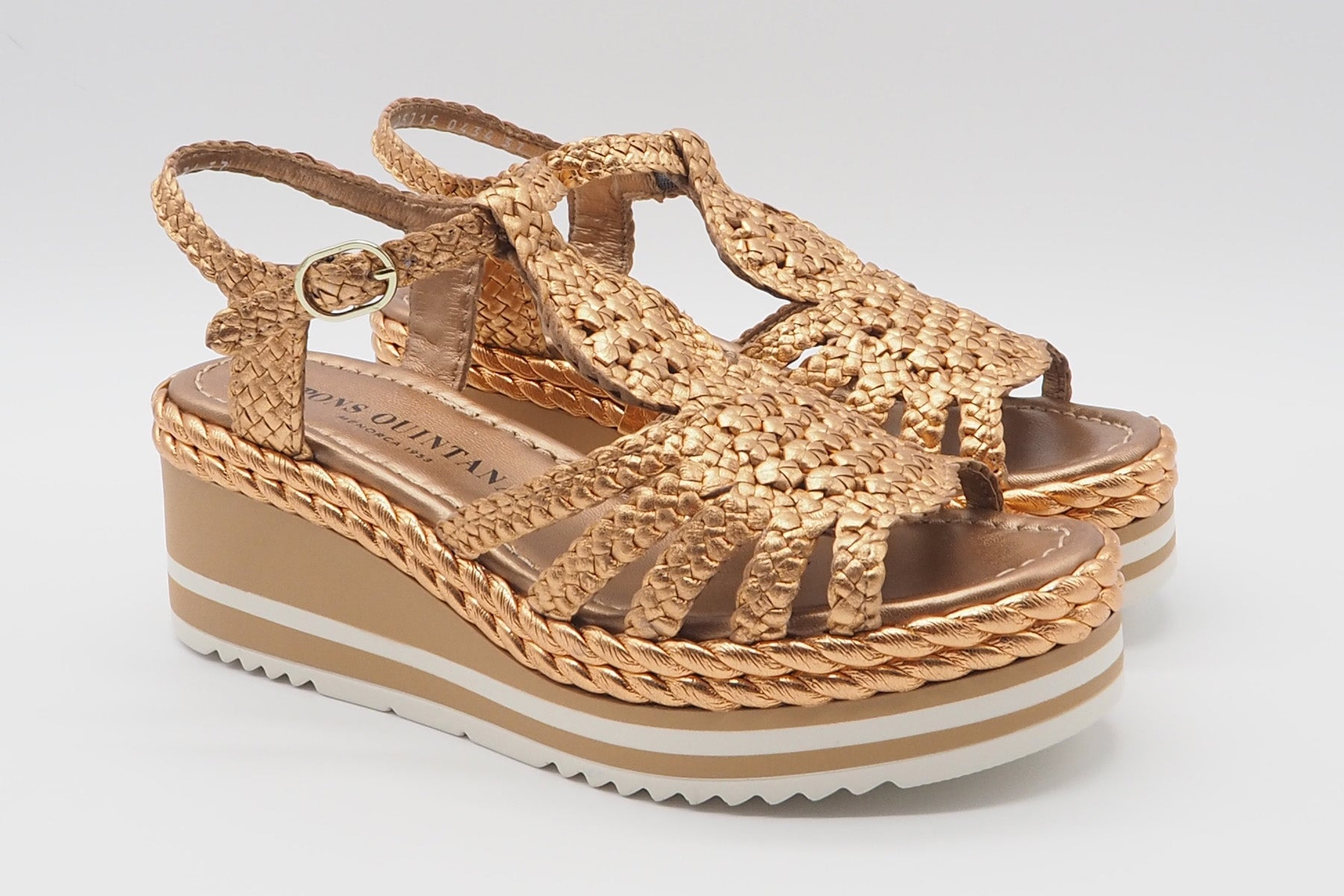 Feine Damen Plateau-Sandale aus Metallicleder in Bronze - Absatz 6cm - Padova Damen Sandalen Pons Quintana