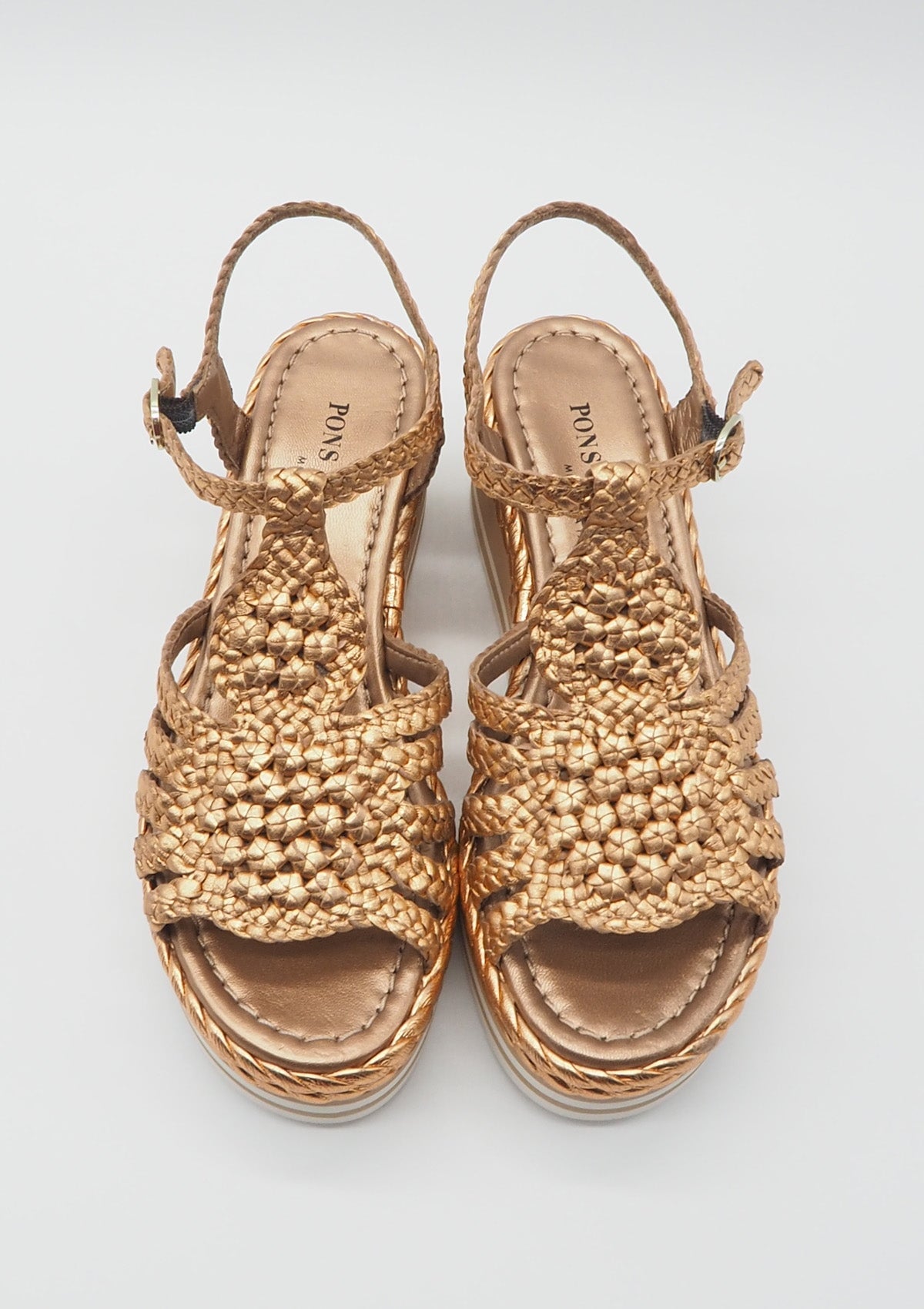 Feine Damen Plateau-Sandale aus Metallicleder in Bronze - Absatz 6cm - Padova Damen Sandalen Pons Quintana