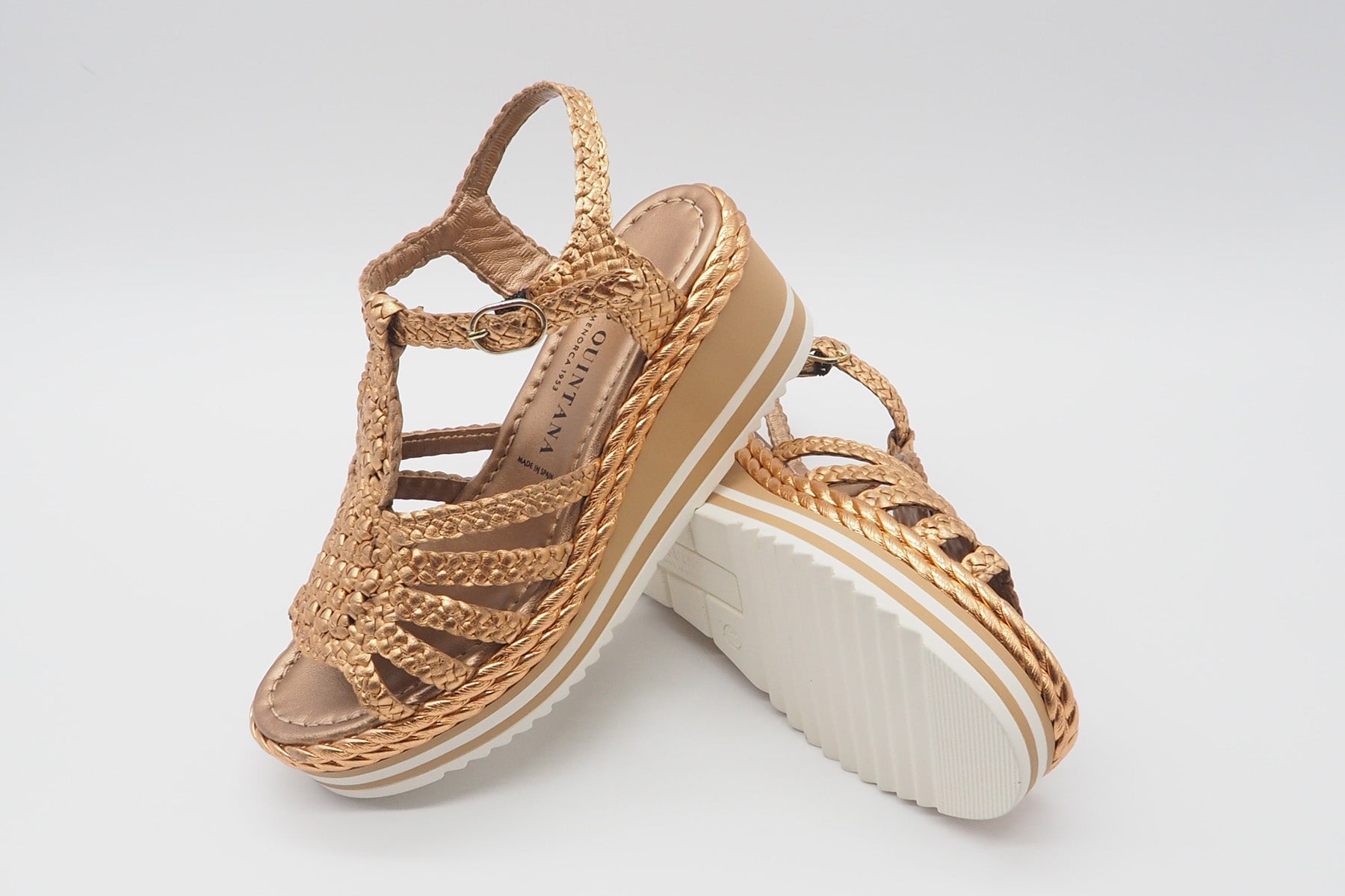 Feine Damen Plateau-Sandale aus Metallicleder in Bronze - Absatz 6cm - Padova Damen Sandalen Pons Quintana