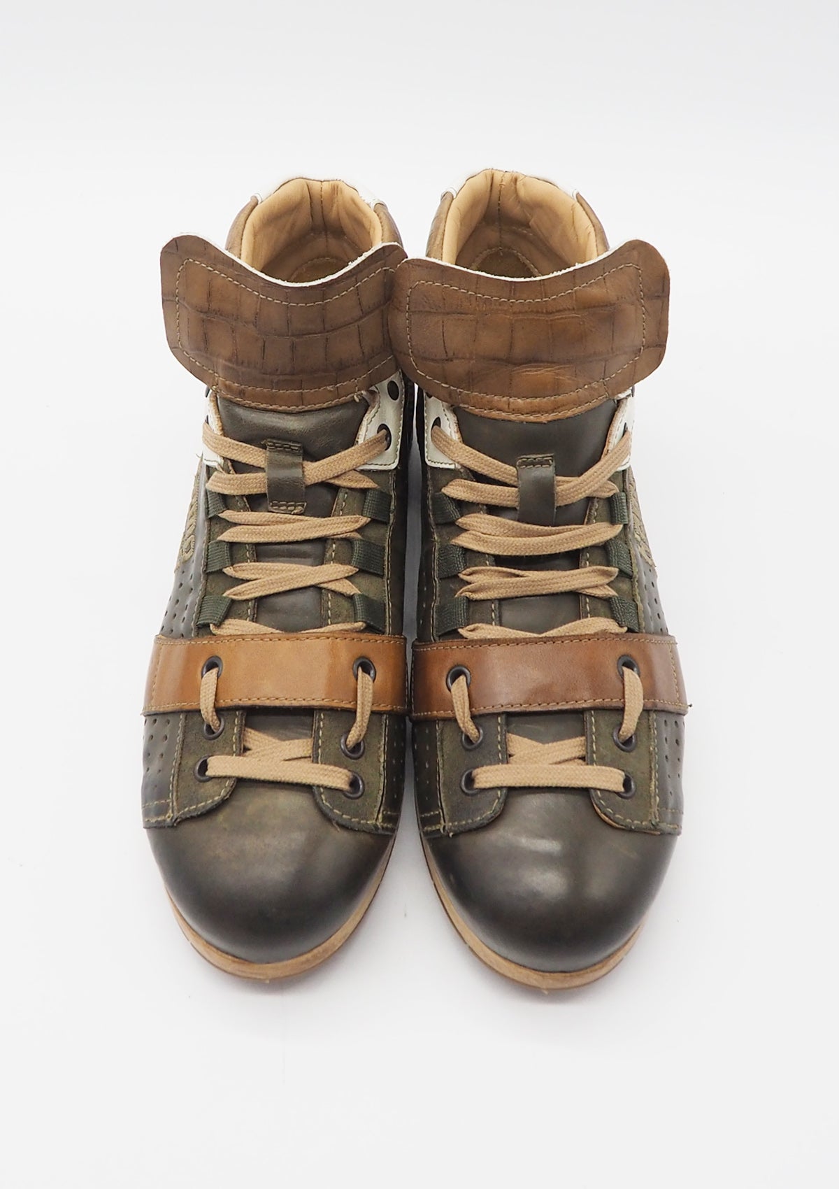 Herren Hightop-Sneaker aus Glattleder in Oliv & Braun Herren Sneaker Kamo Gutsu