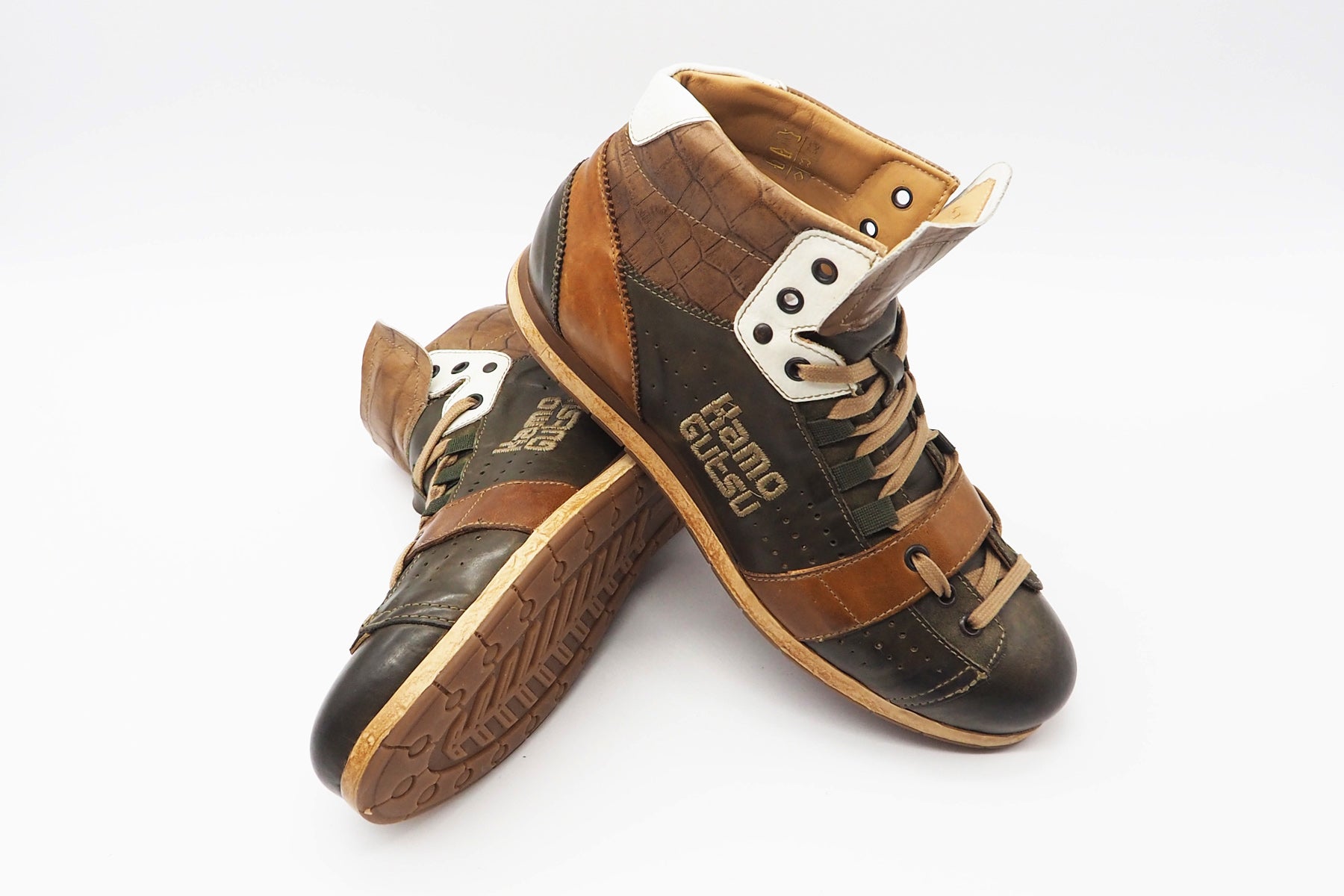 Herren Hightop-Sneaker aus Glattleder in Oliv & Braun Herren Sneaker Kamo Gutsu