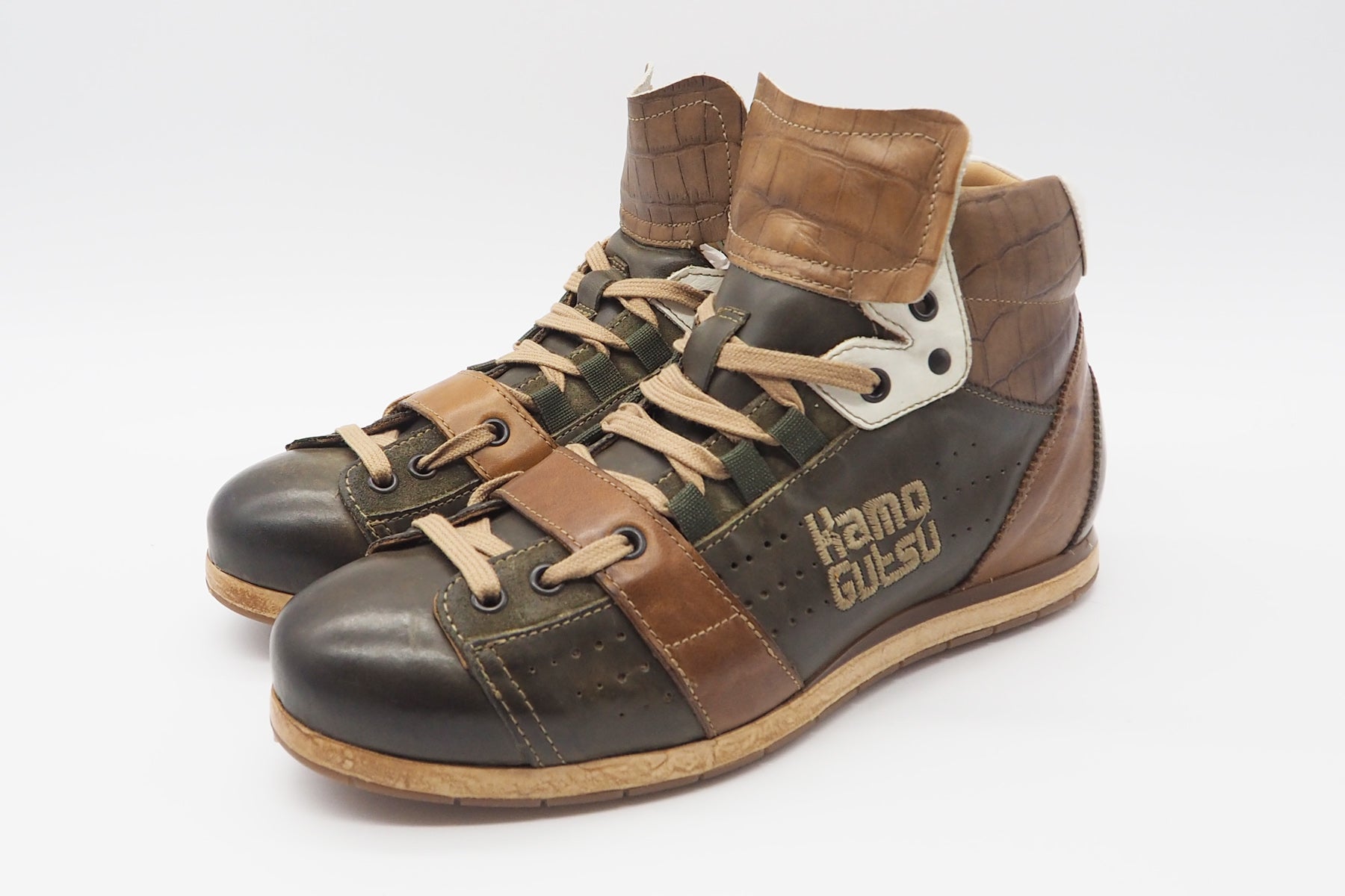 Herren Hightop-Sneaker aus Glattleder in Oliv & Braun Herren Sneaker Kamo Gutsu