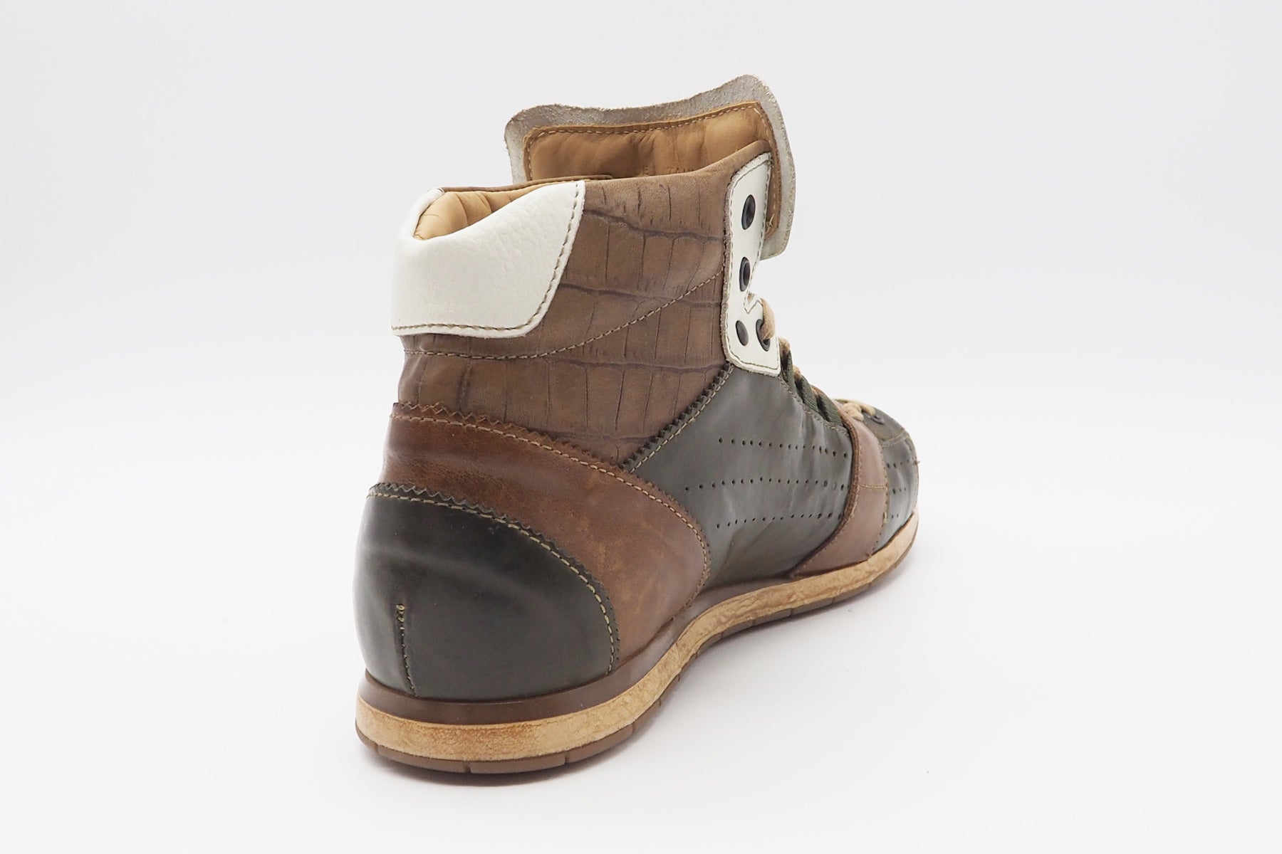 Herren Hightop-Sneaker aus Glattleder in Oliv & Braun Herren Sneaker Kamo Gutsu