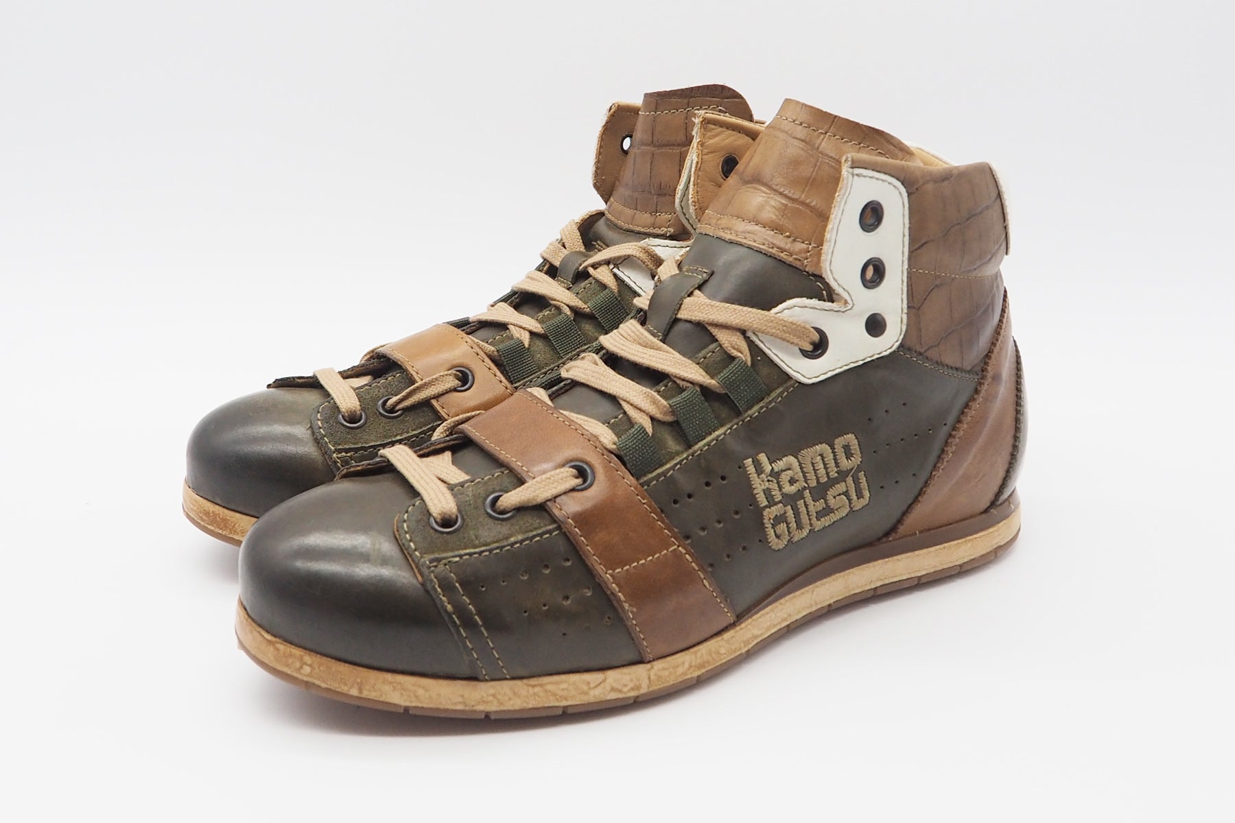 Herren Hightop-Sneaker aus Glattleder in Oliv & Braun Herren Sneaker Kamo Gutsu